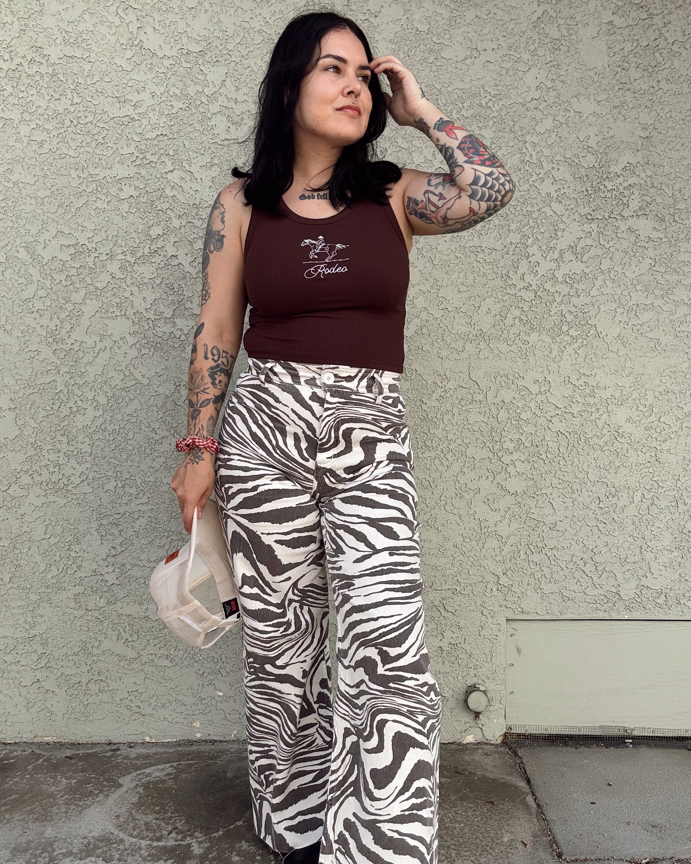 Zebra Wide Leg Jeans - Burnout