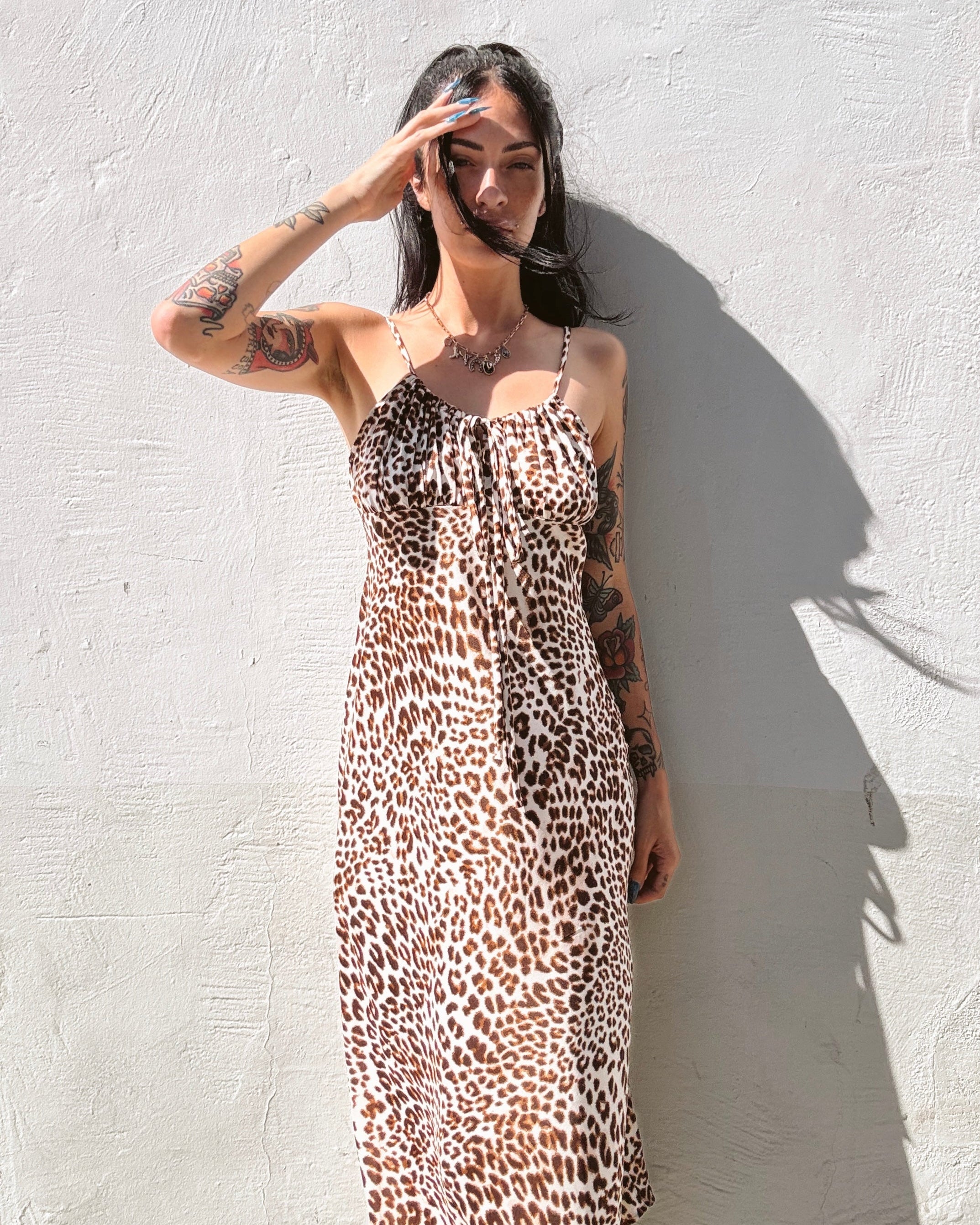 Leopard Slip Dress - Burnout