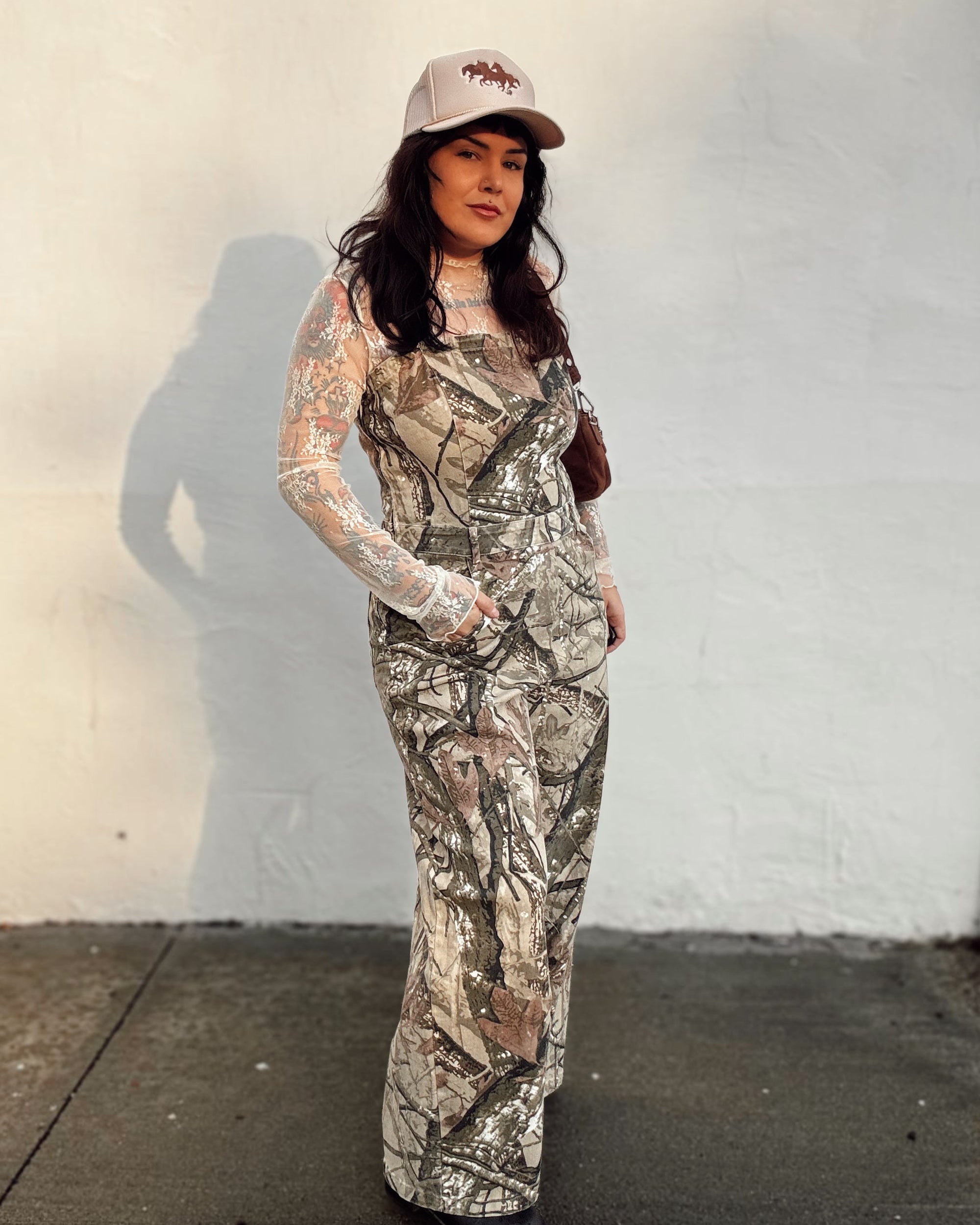 Tree Camo Denim Jumpsuit