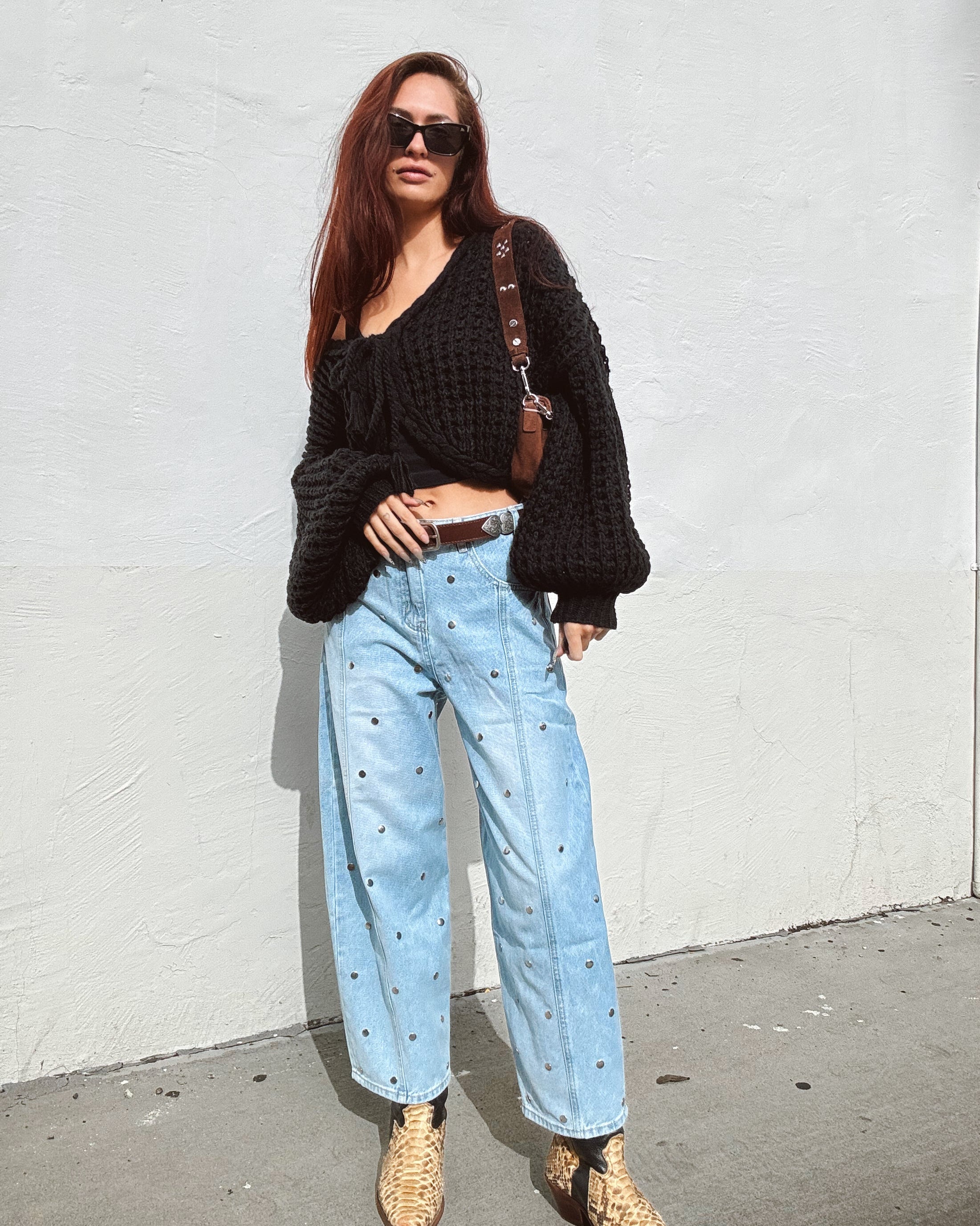 Studded Barrel Jeans