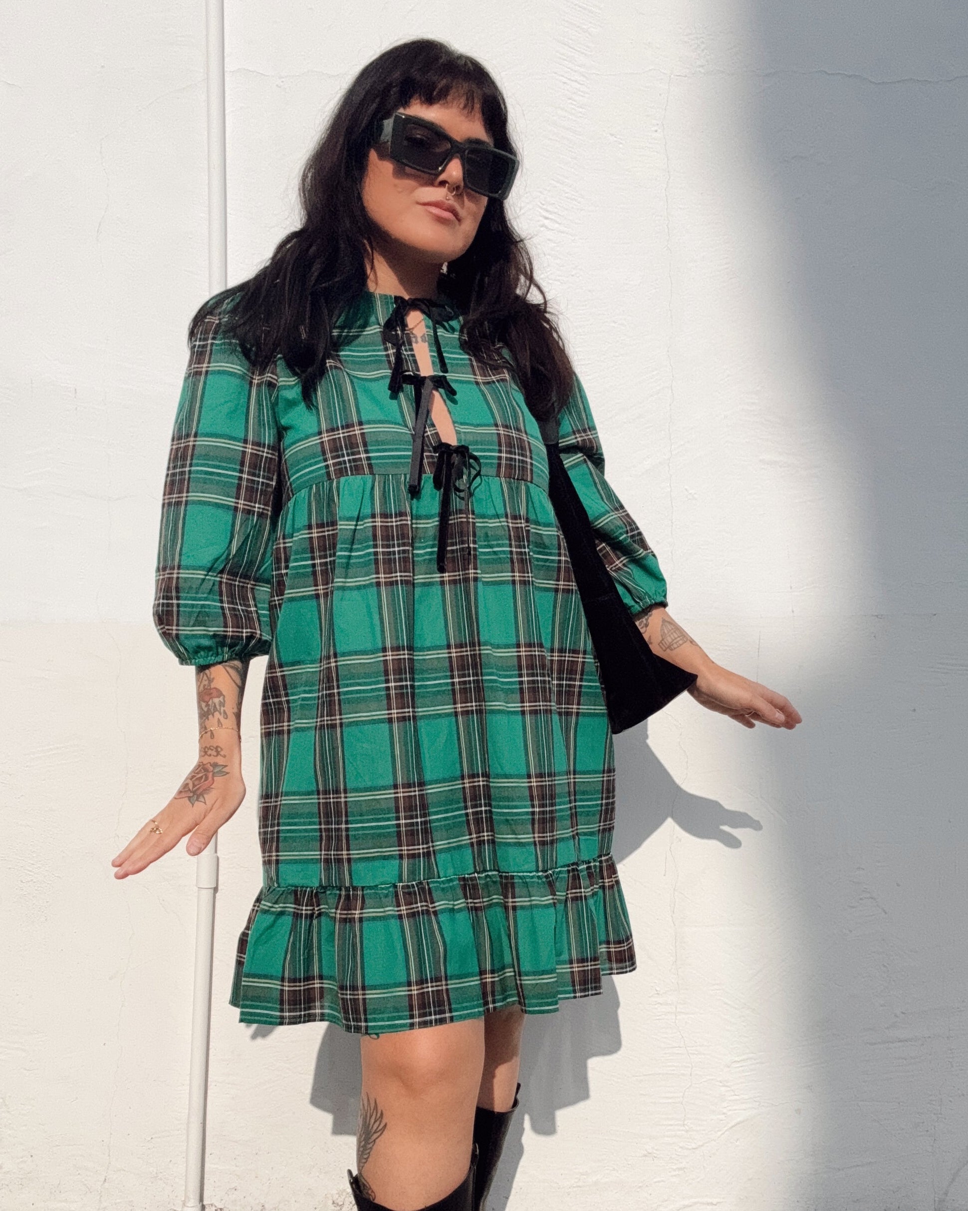 Holiday Plaid Babydoll Dress