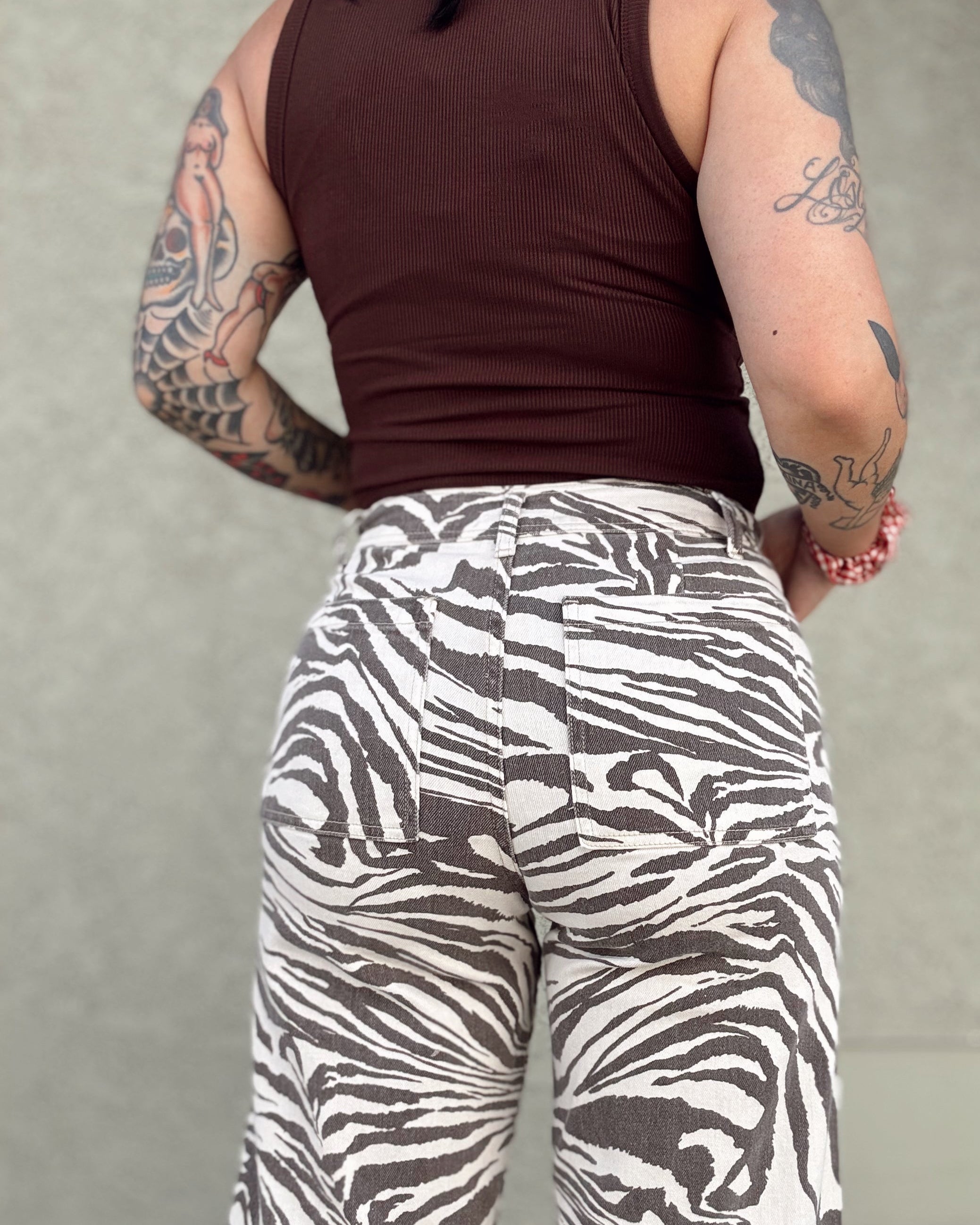 Zebra Wide Leg Jeans - Burnout