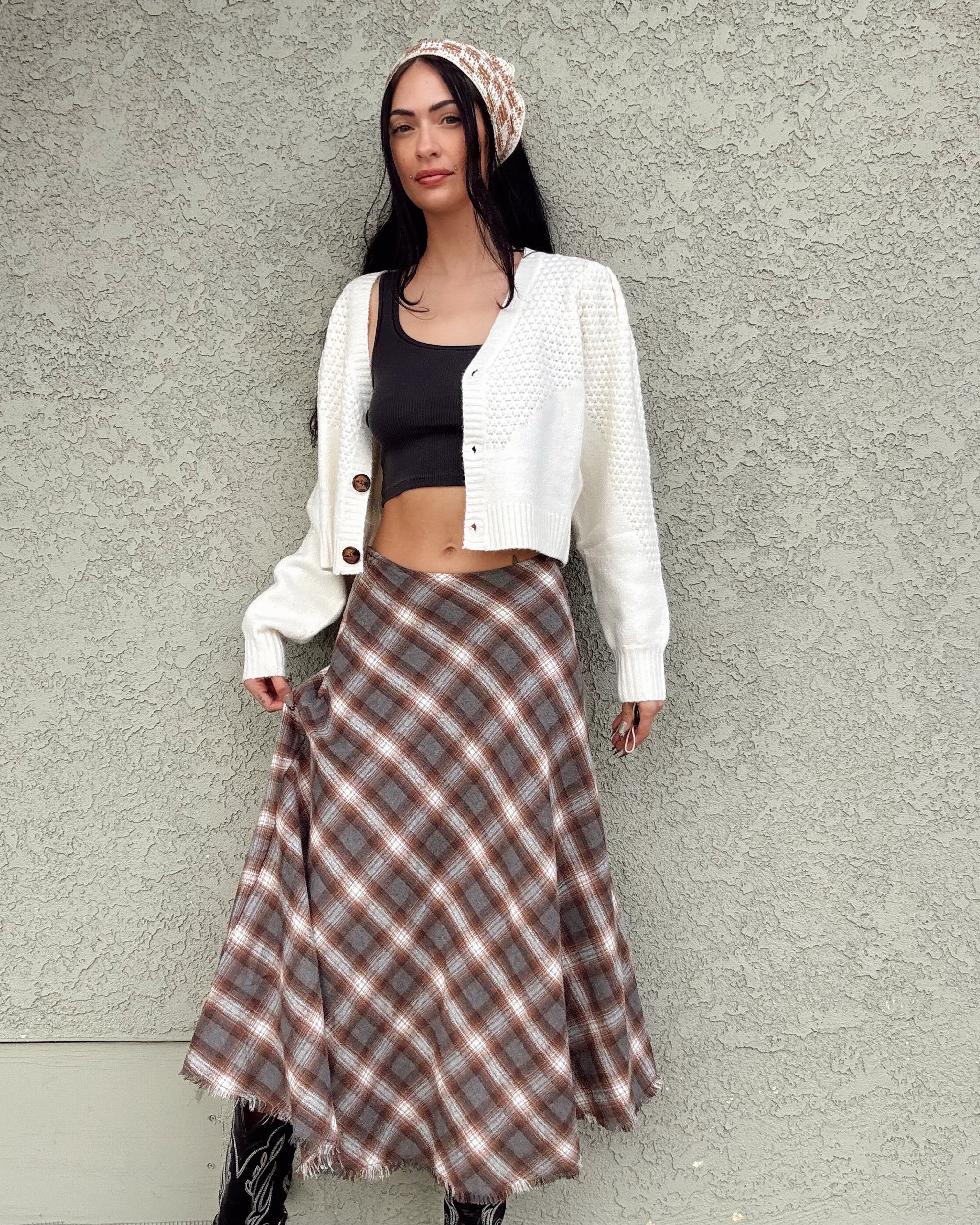 Tartan Plaid Flannel Midi Skirt