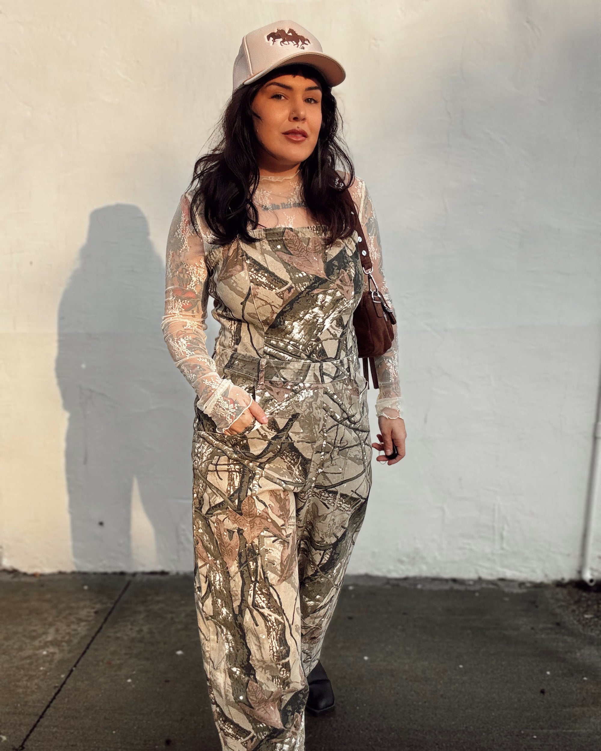 Tree Camo Denim Jumpsuit