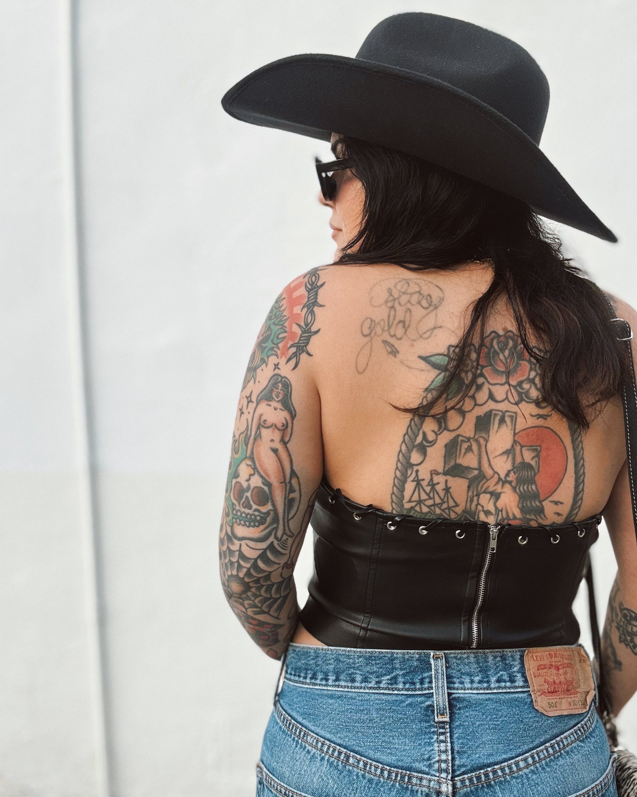 Whipstitch Leather Halter Top