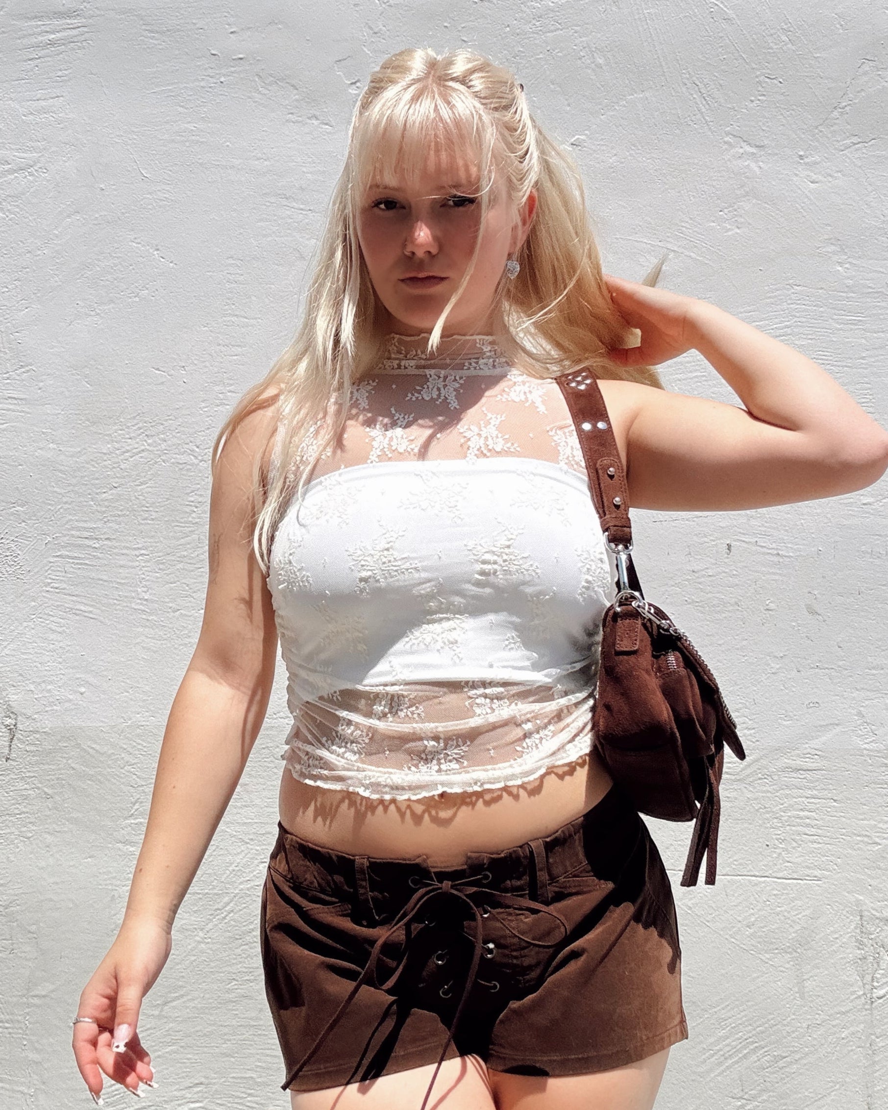 Lace Layering Tank - Cream - Burnout