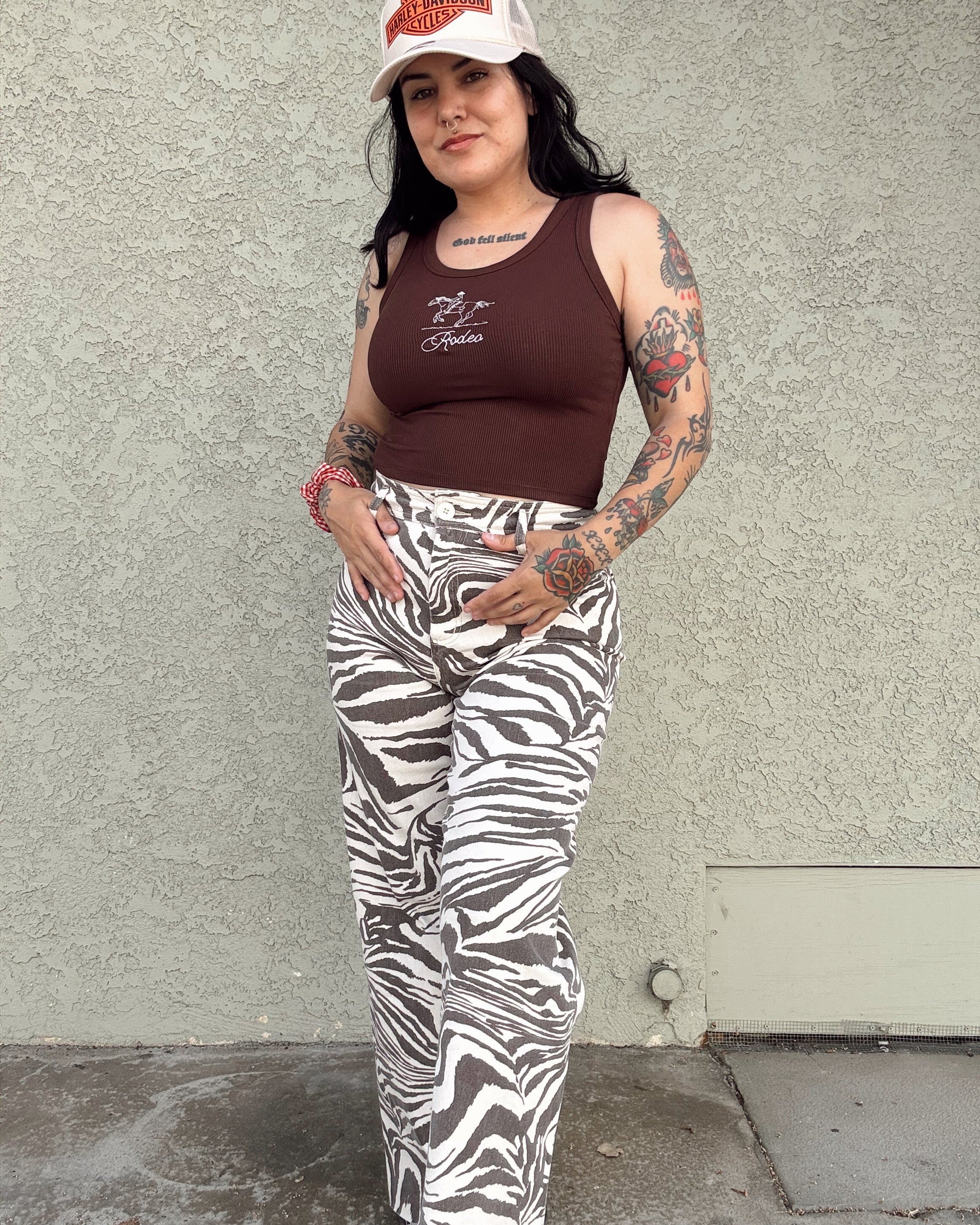 Zebra Wide Leg Jeans - Burnout