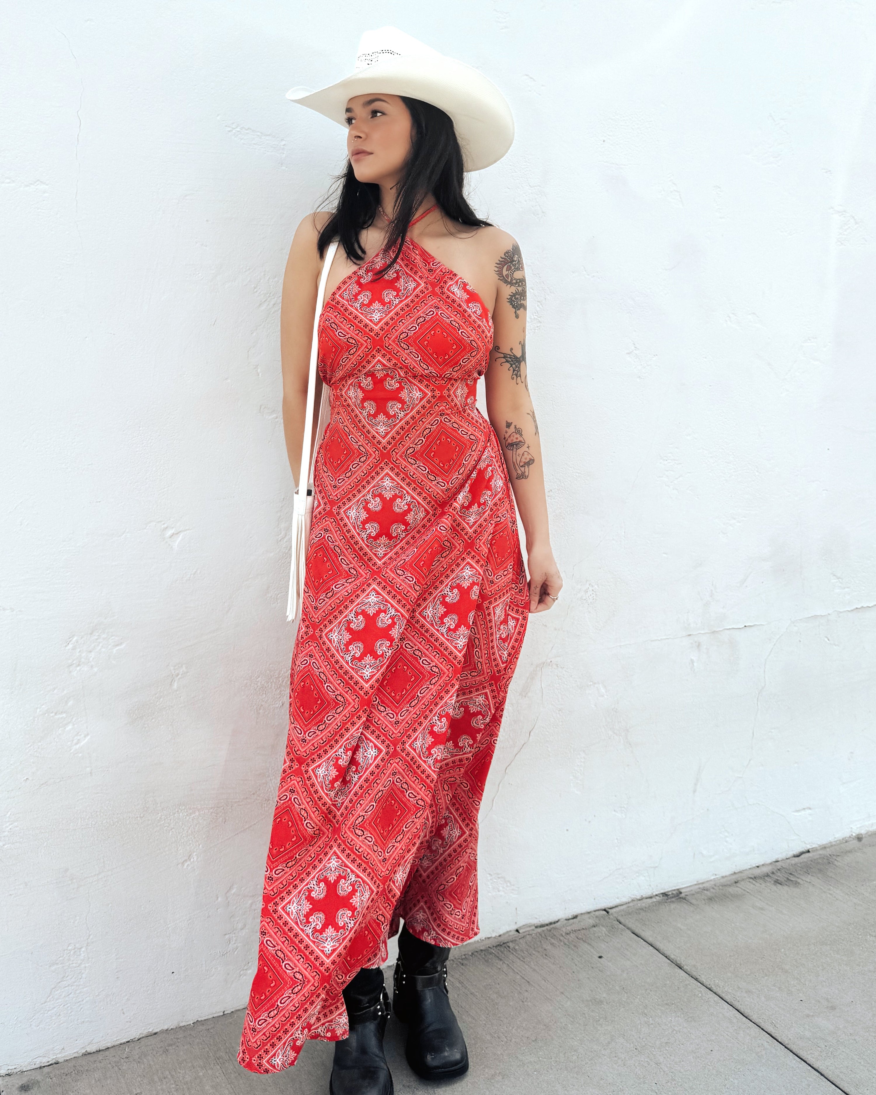 Bandana Print Midi Dress