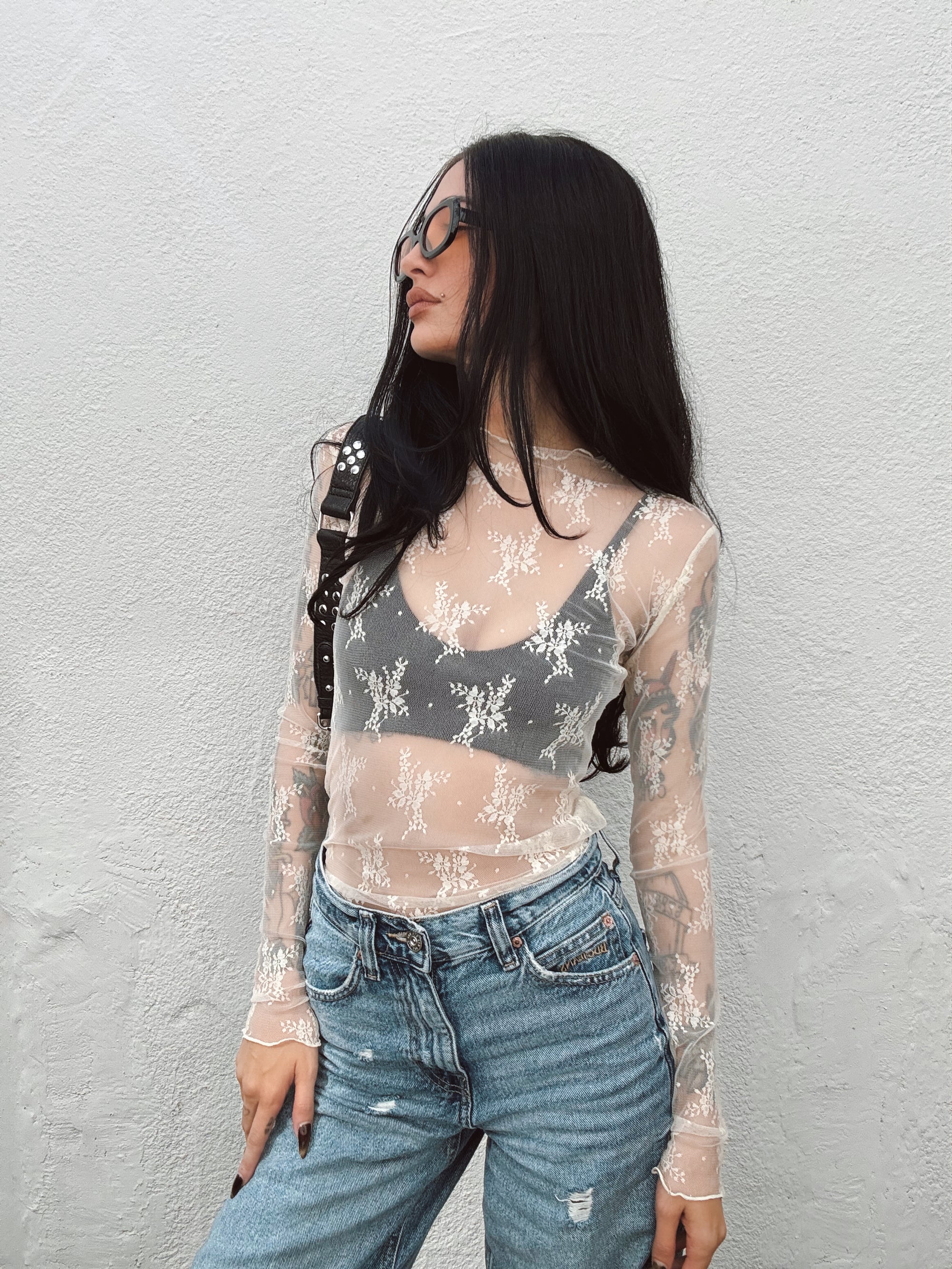 Lace Layering Long Sleeve - Cream