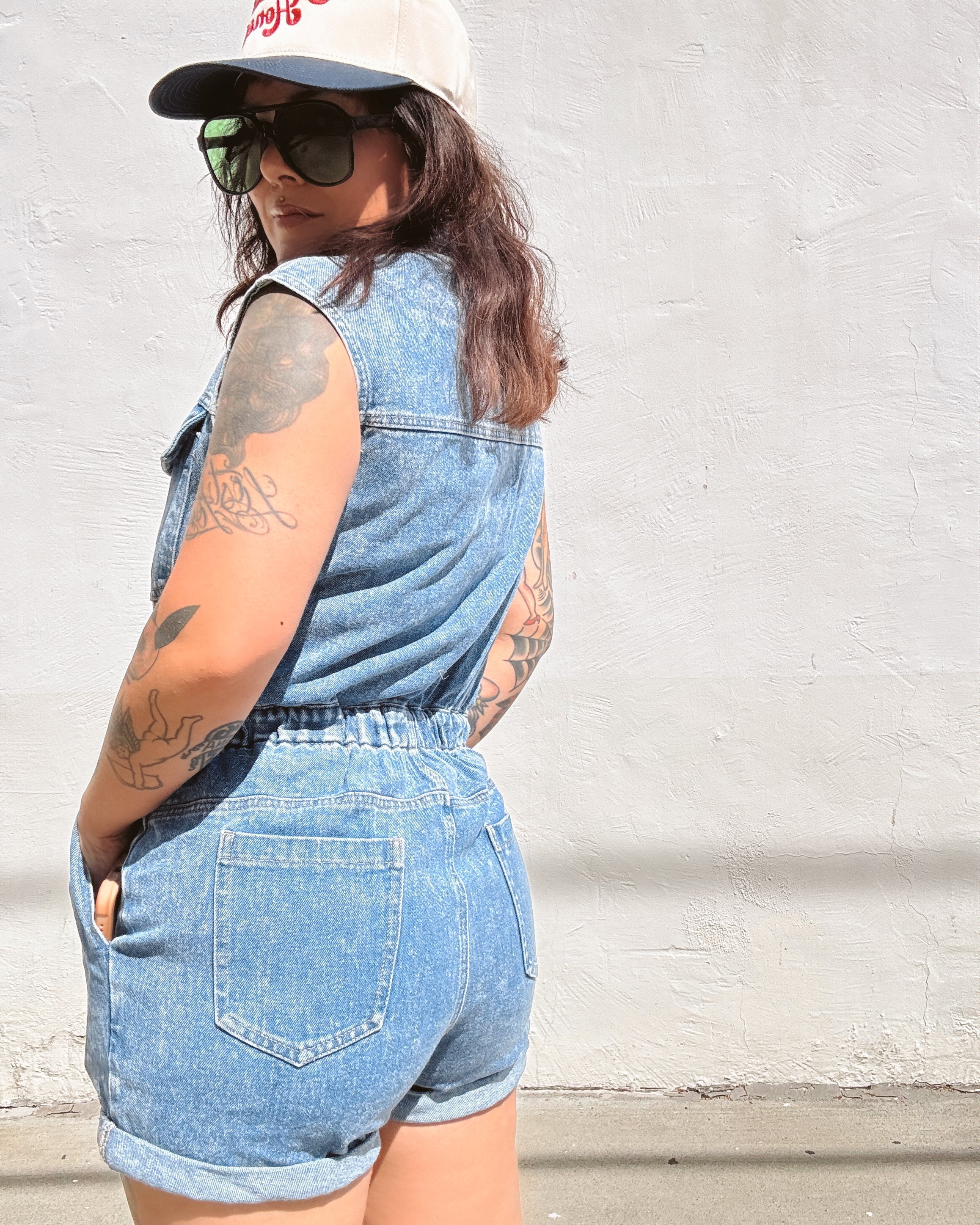 Button Down Denim Romper