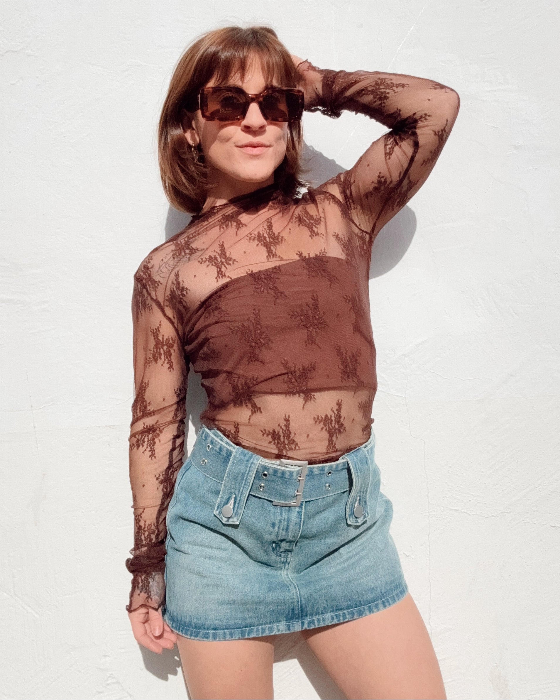 Denim Belted Mini Skirt