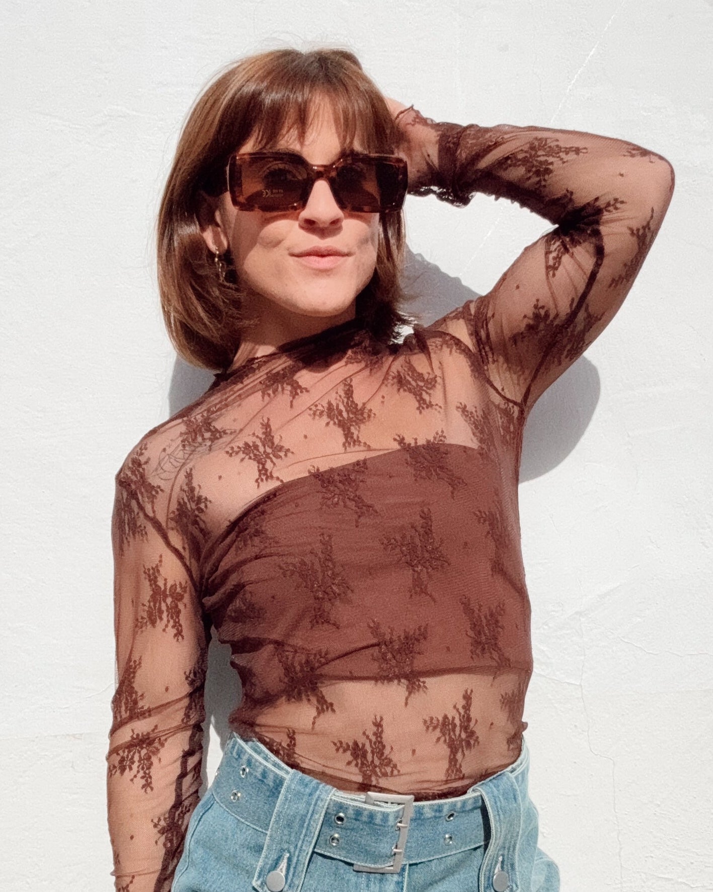 Lace Layering Long Sleeve - Mocha