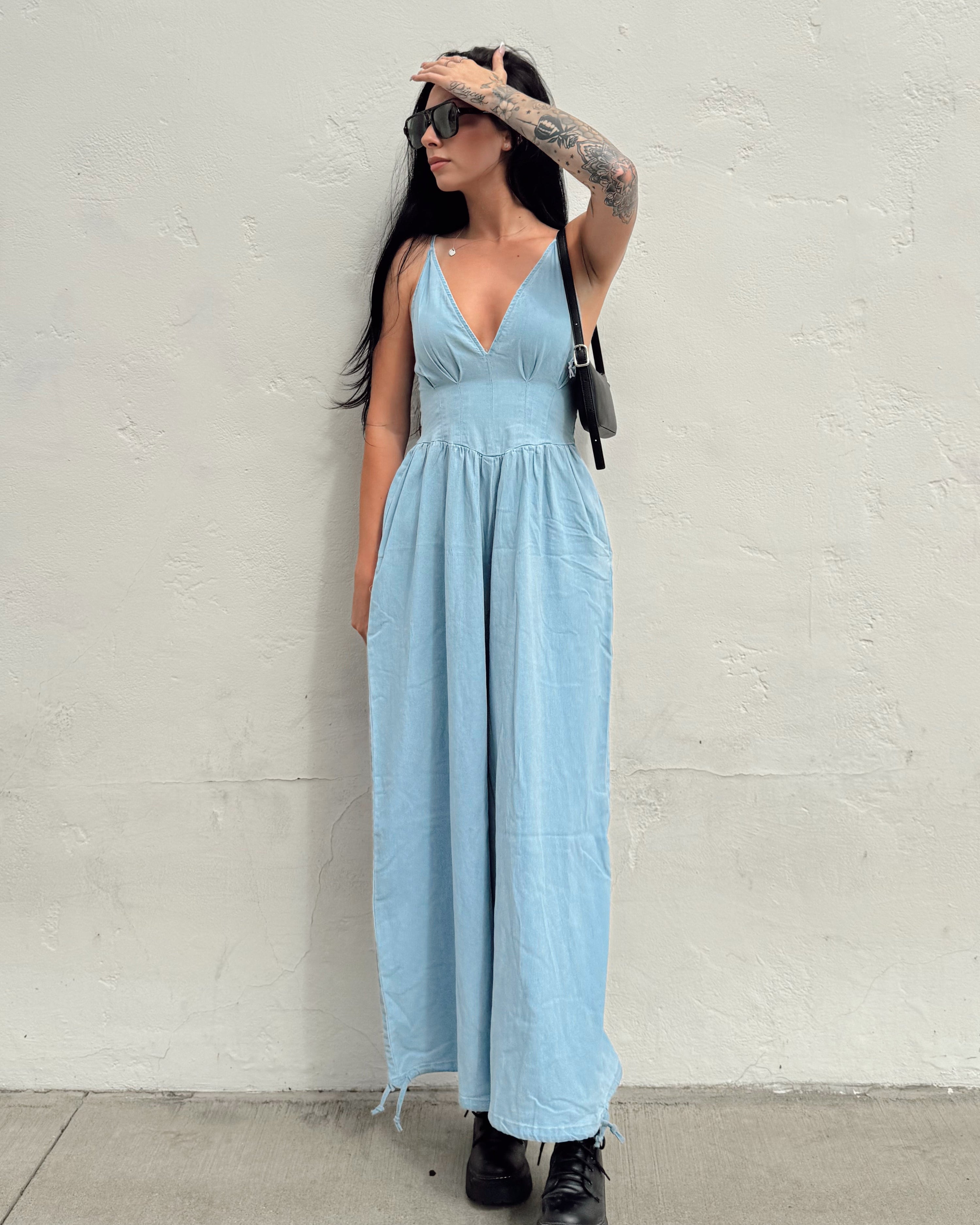 Denim Corset Top Jumpsuit