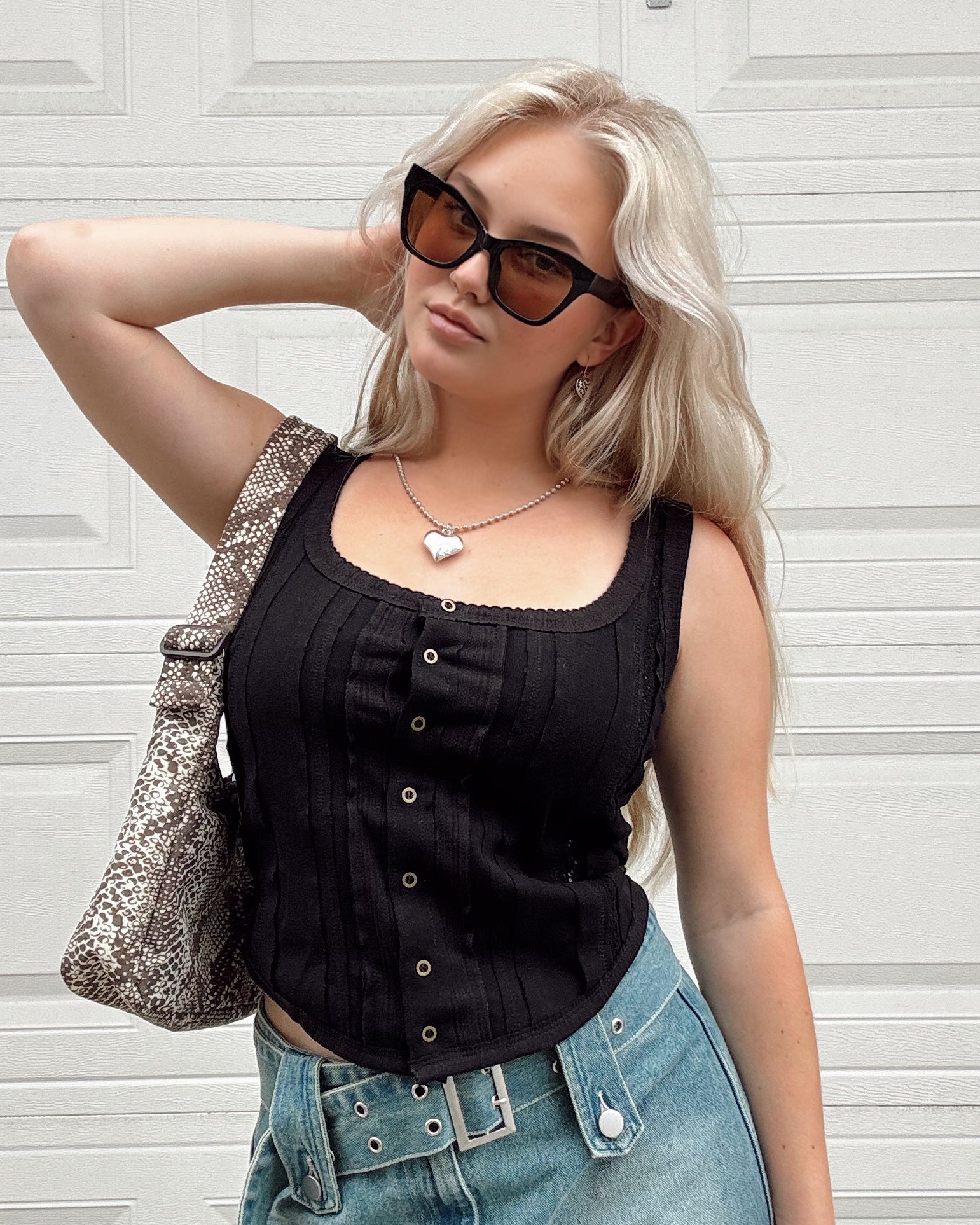 Crochet Trim Tank - Black