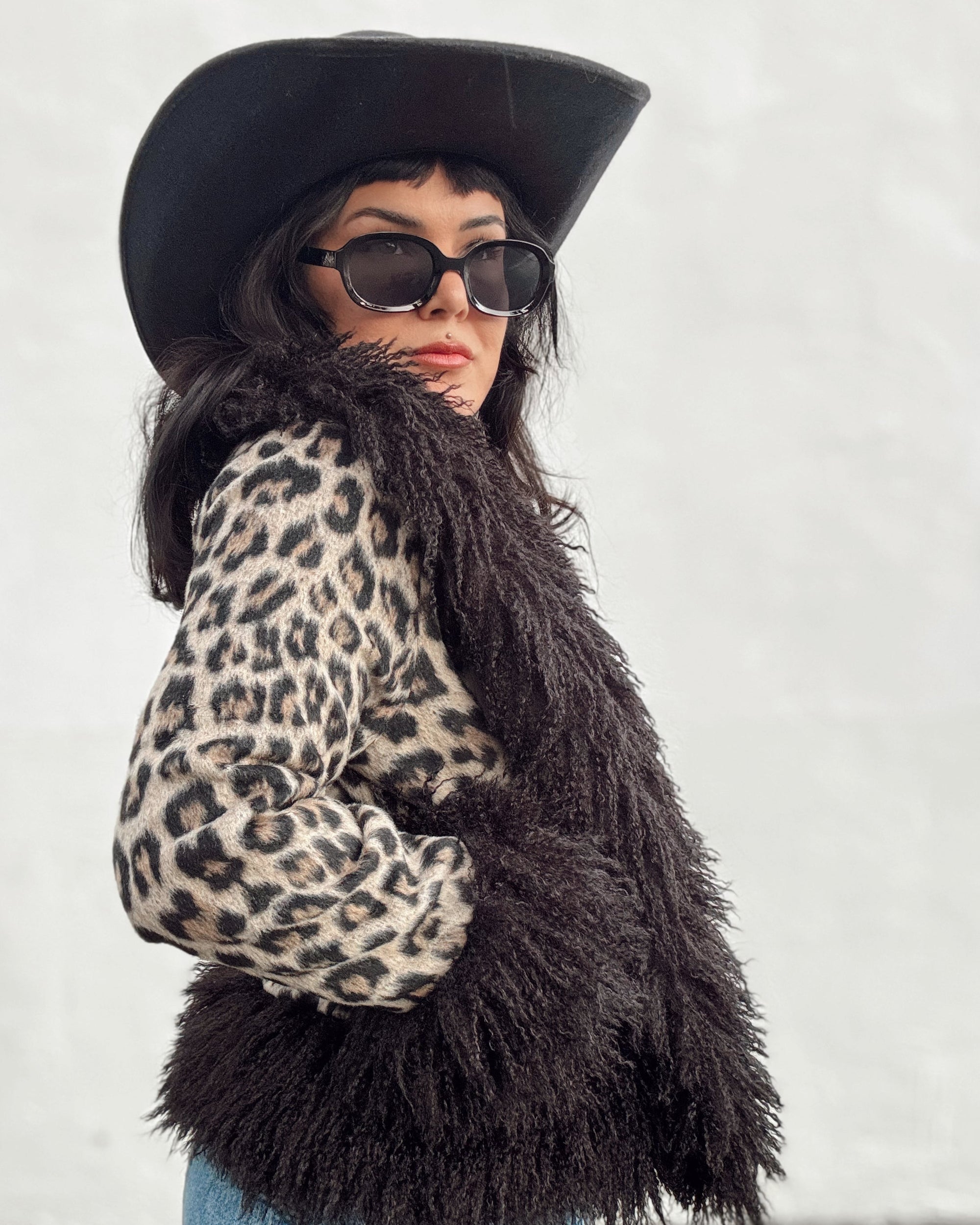 Fur Trim Leopard Jacket