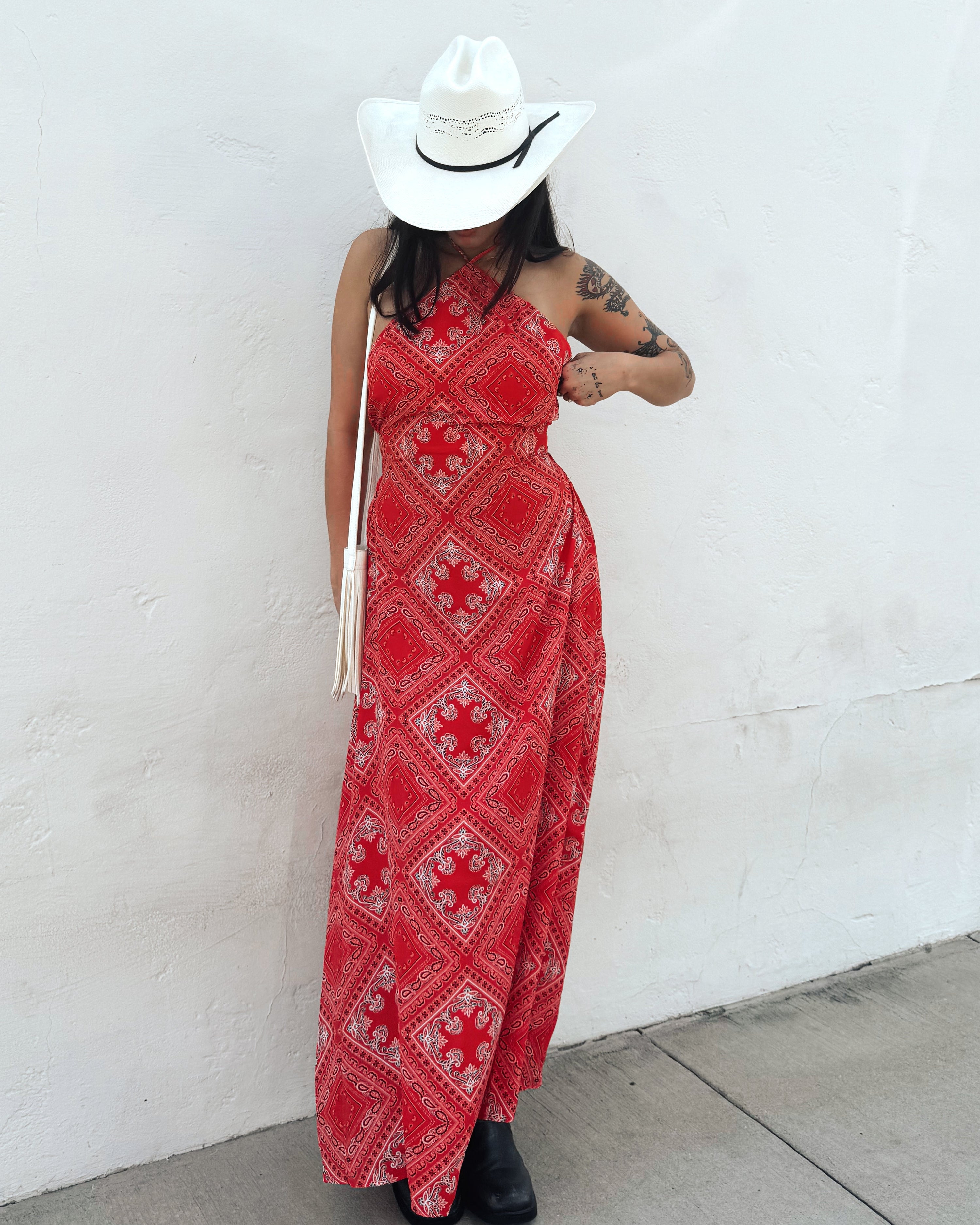 Bandana Print Midi Dress