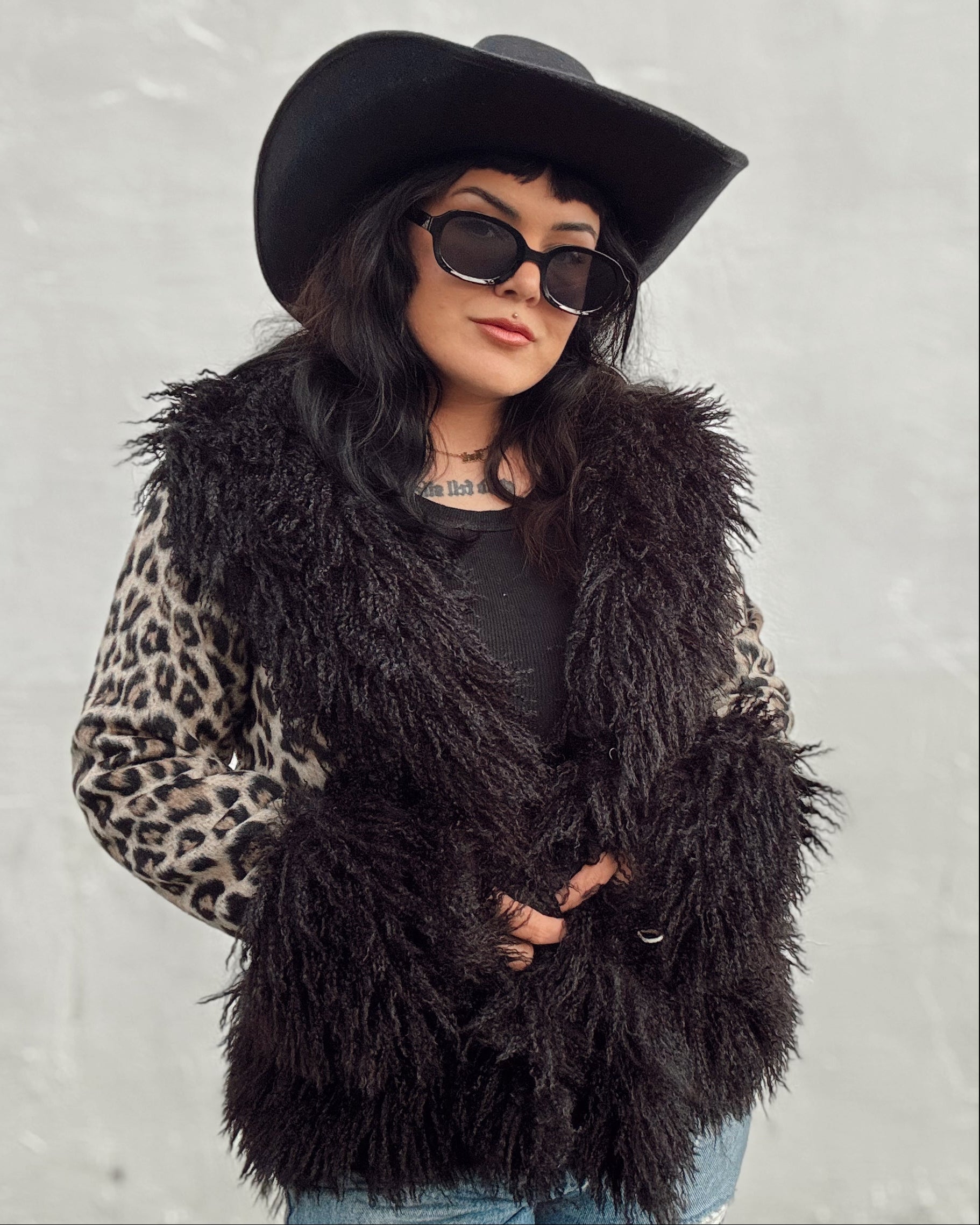 Fur Trim Leopard Jacket