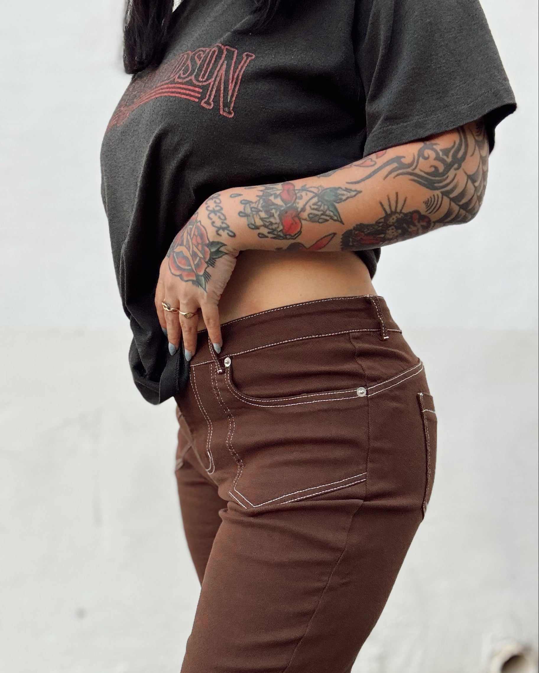 Contrast Thread Bootcut Jeans