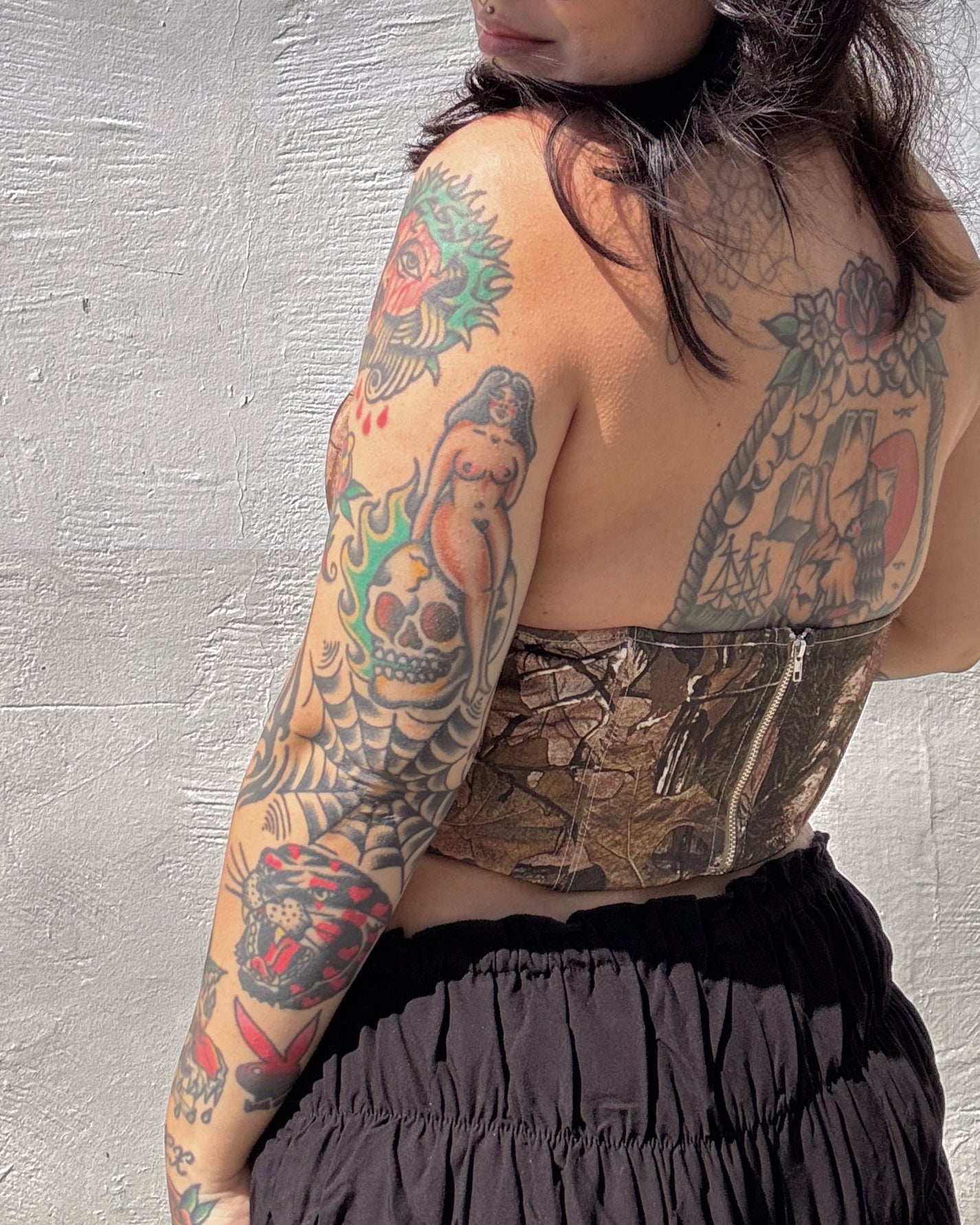 Tree Camo Corset Halter Top - Burnout