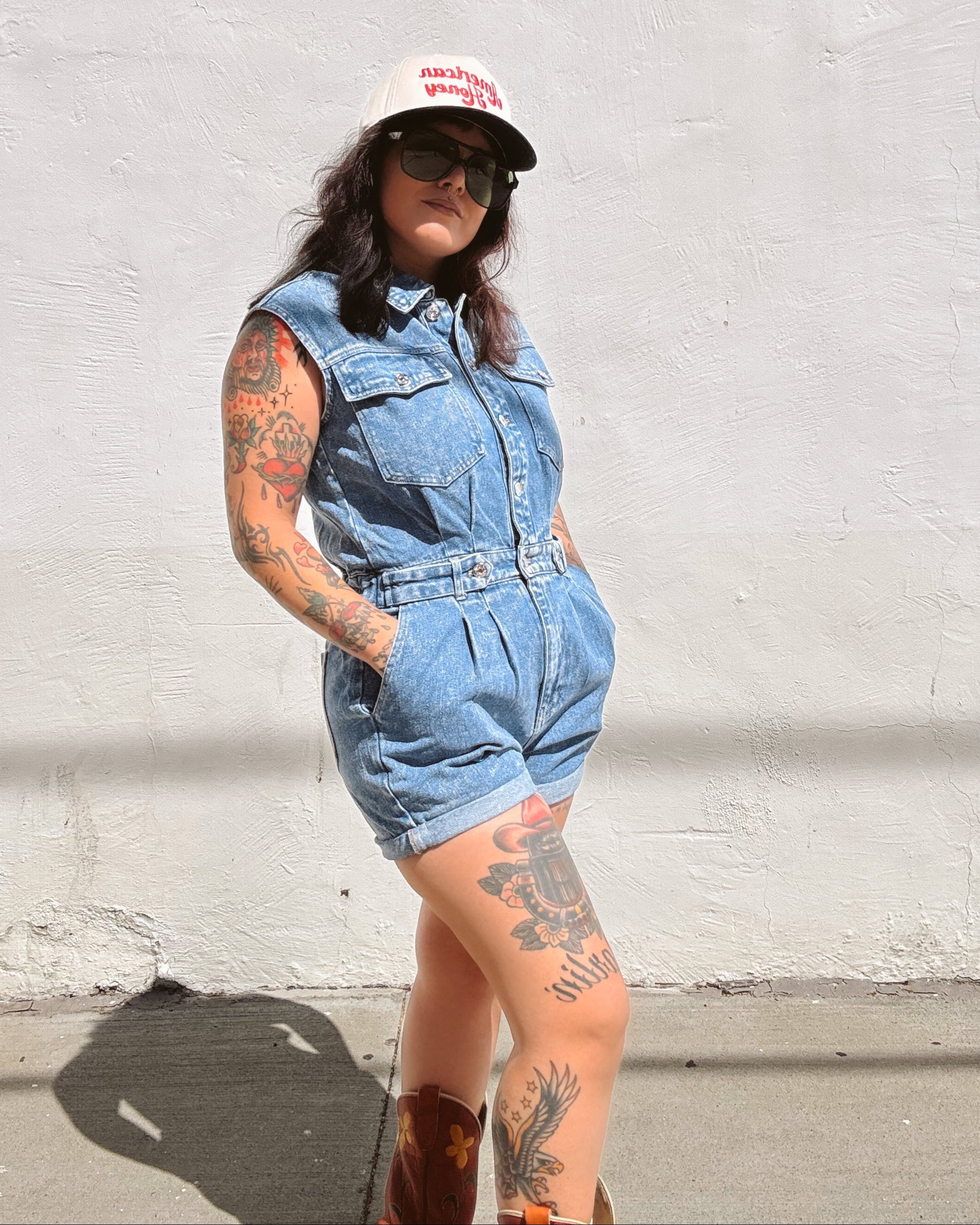 Button Down Denim Romper