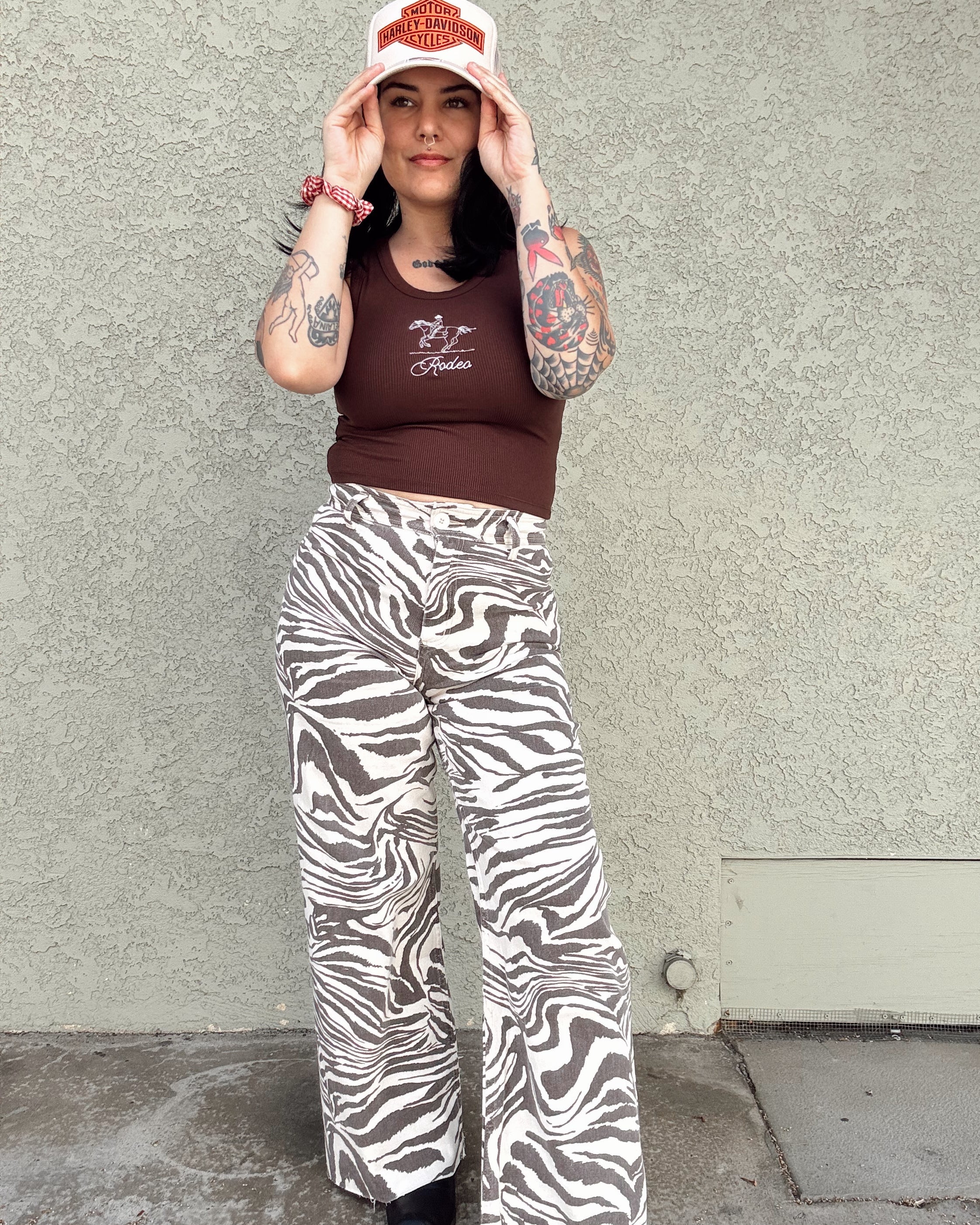 Zebra Wide Leg Jeans - Burnout