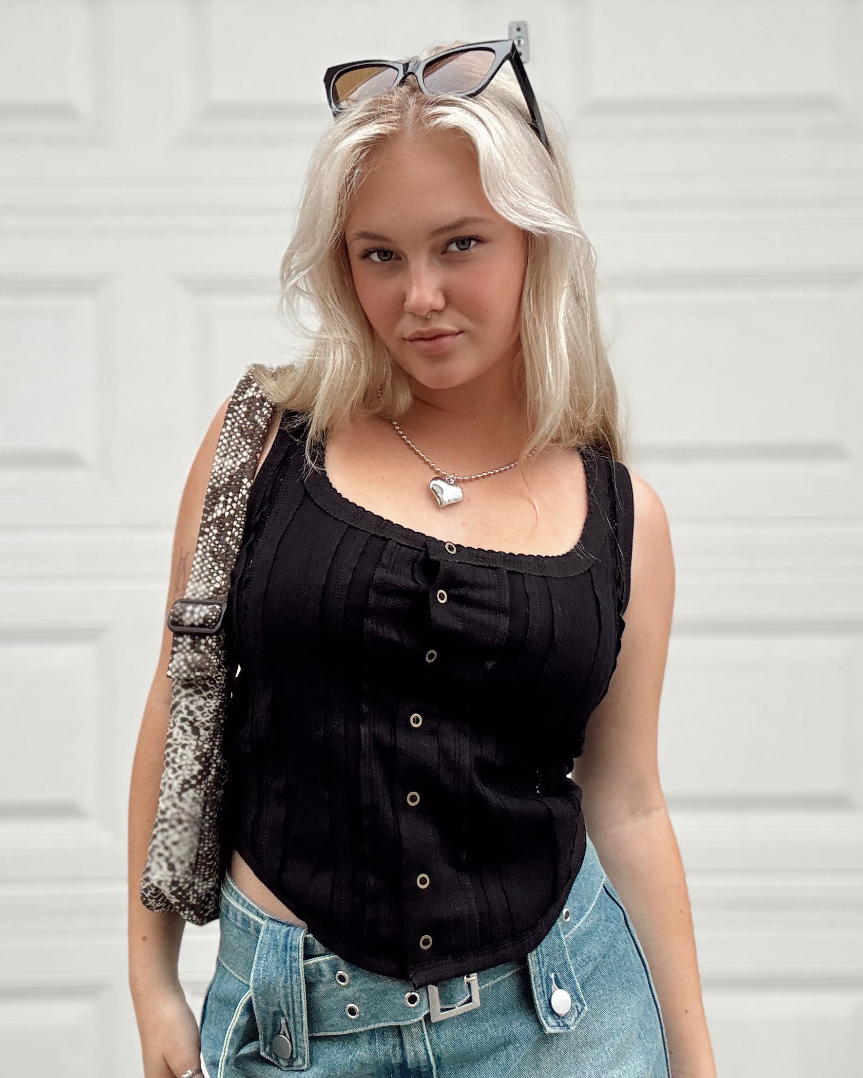 Crochet Trim Tank - Black