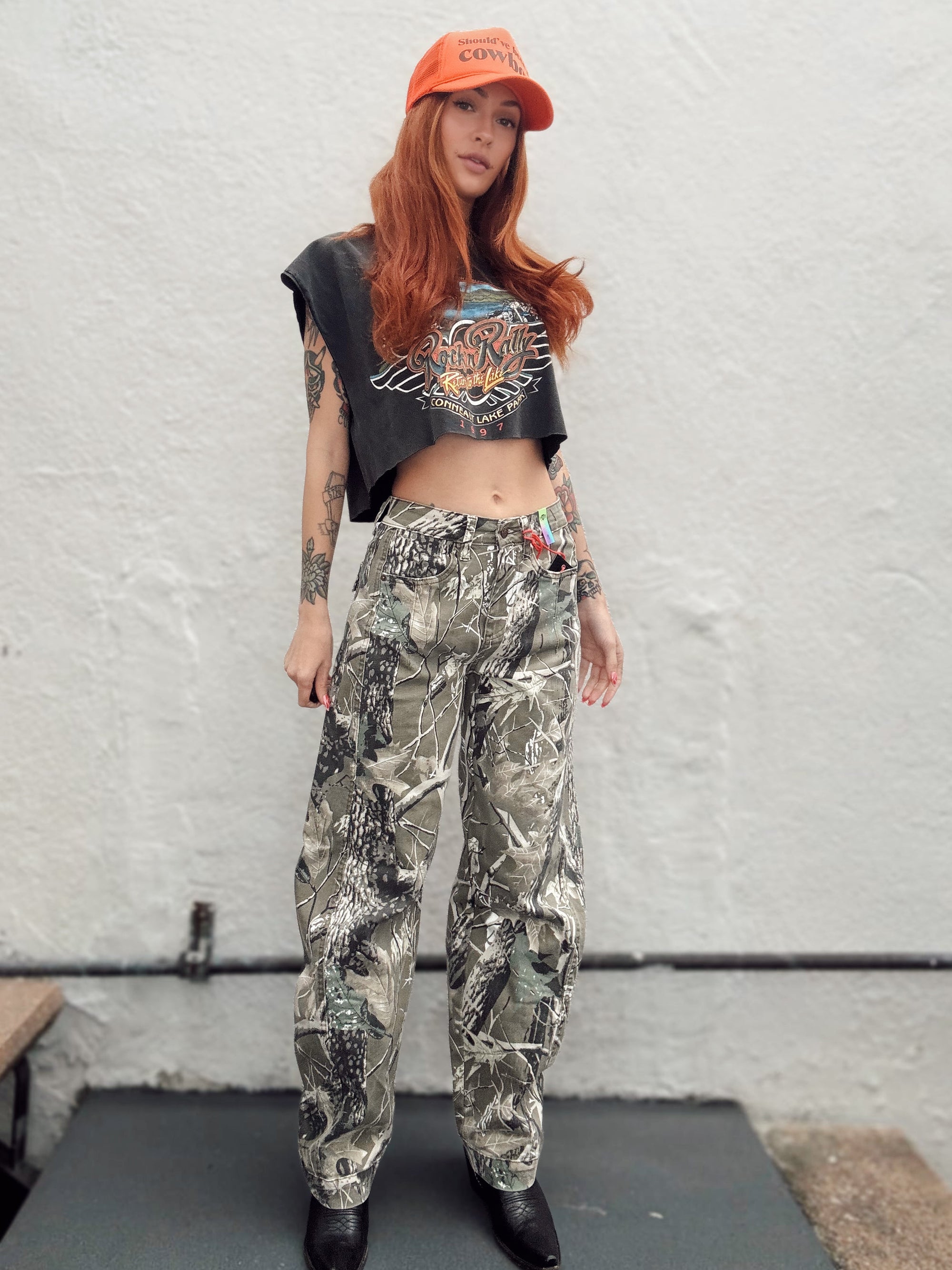 Tree Camo Barrel Jeans