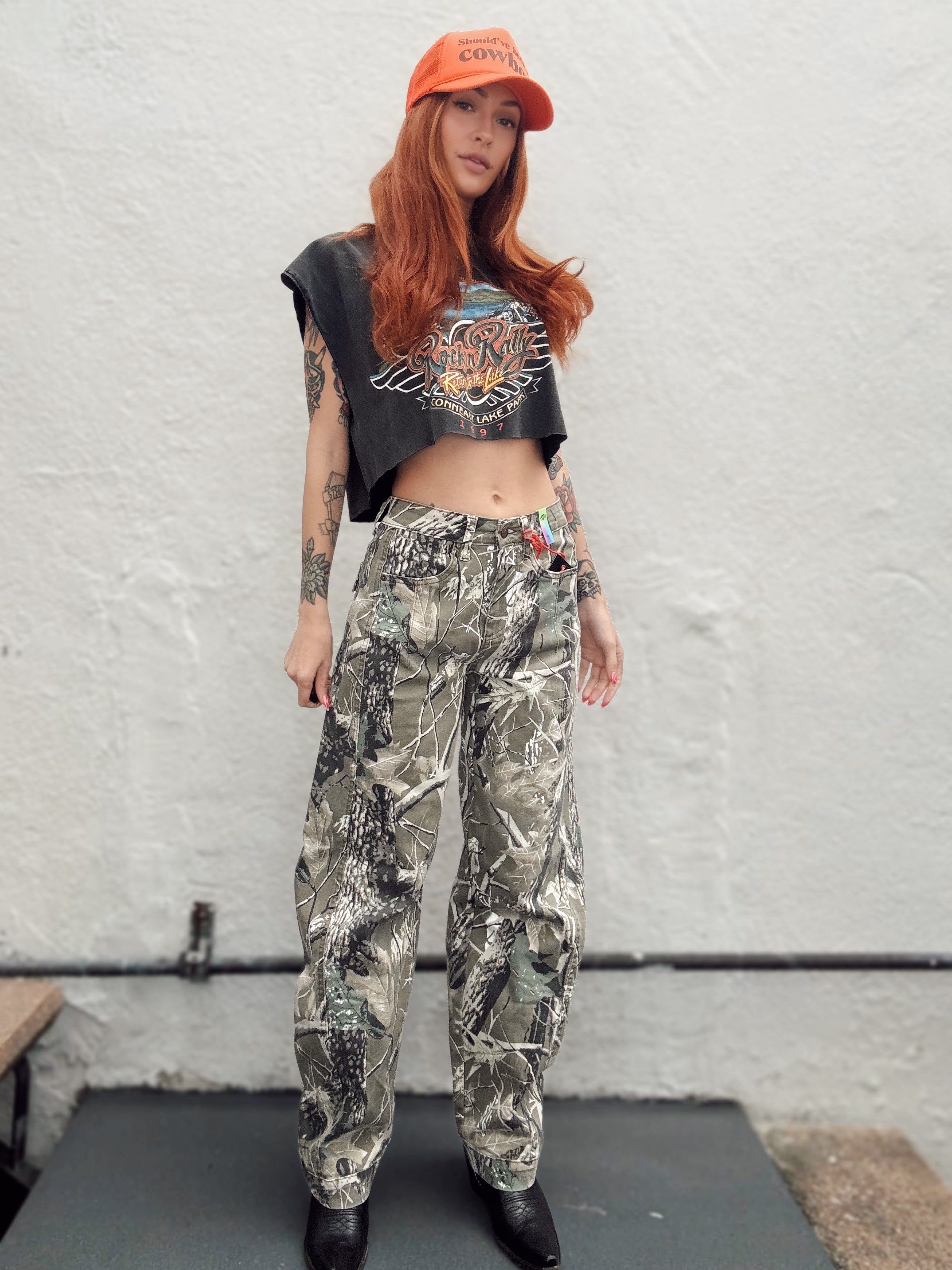 Tree Camo Barrel Jeans