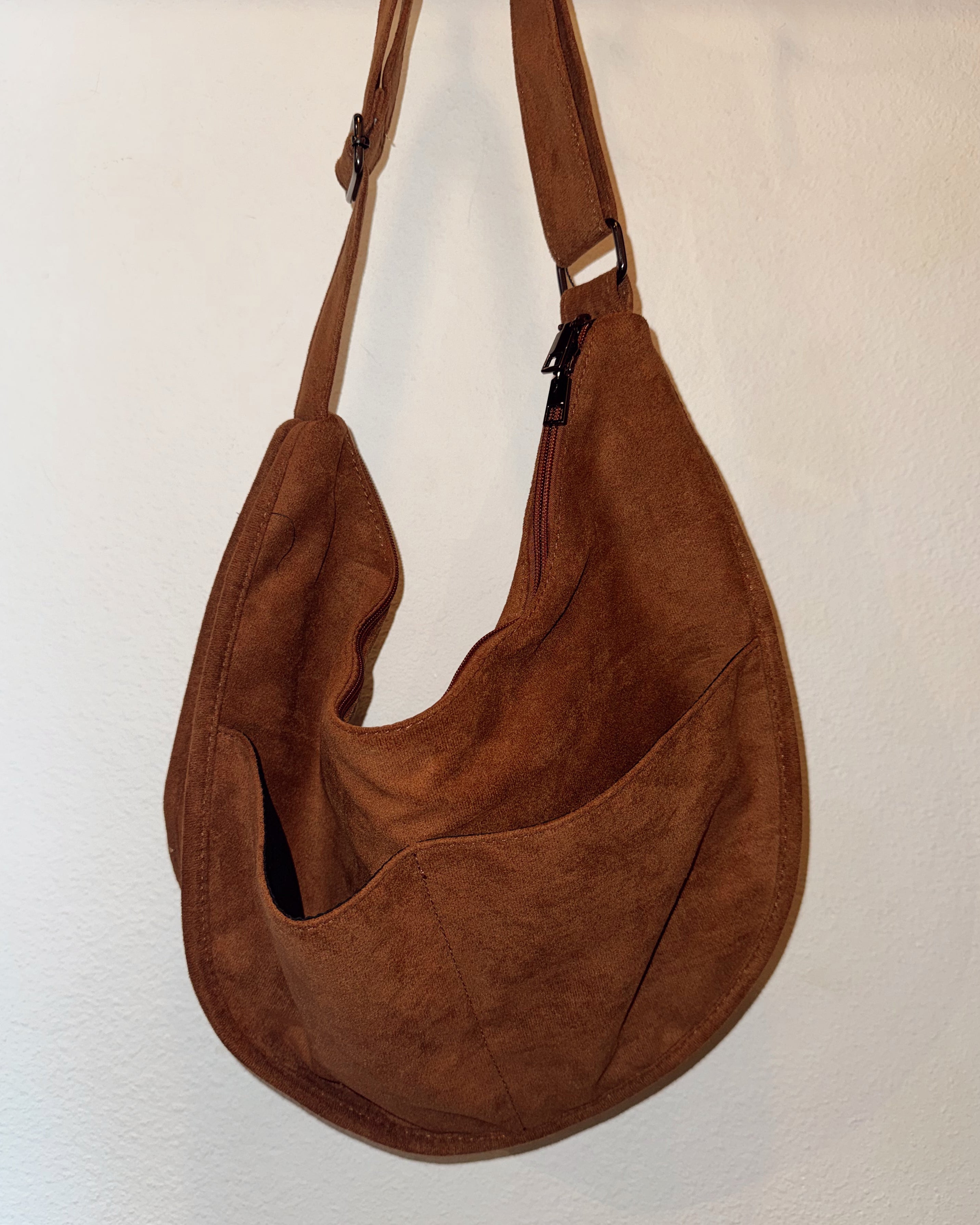 Suede Tote Bag - Adjustable Strap