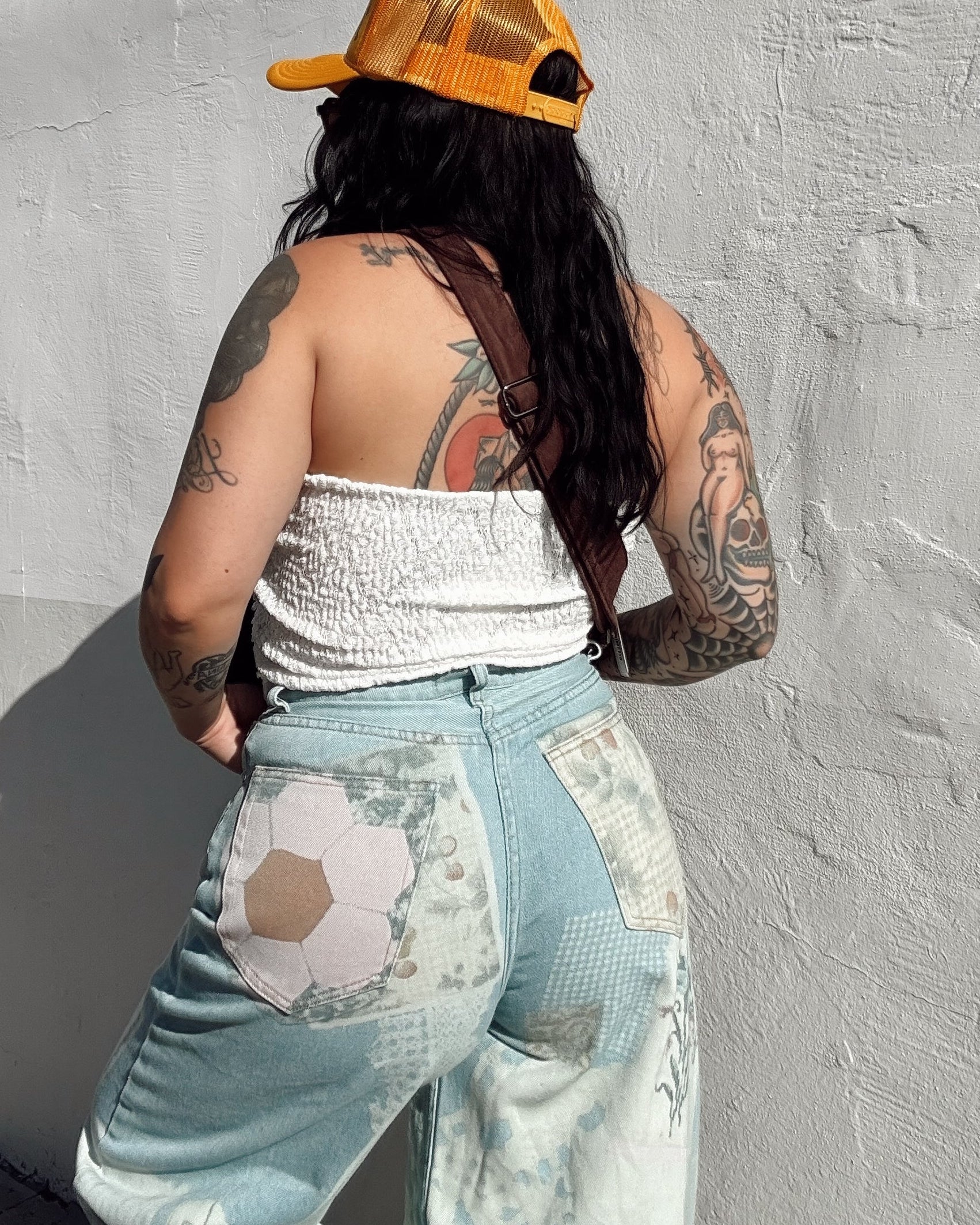 Lace Patchwork Barrel Jeans