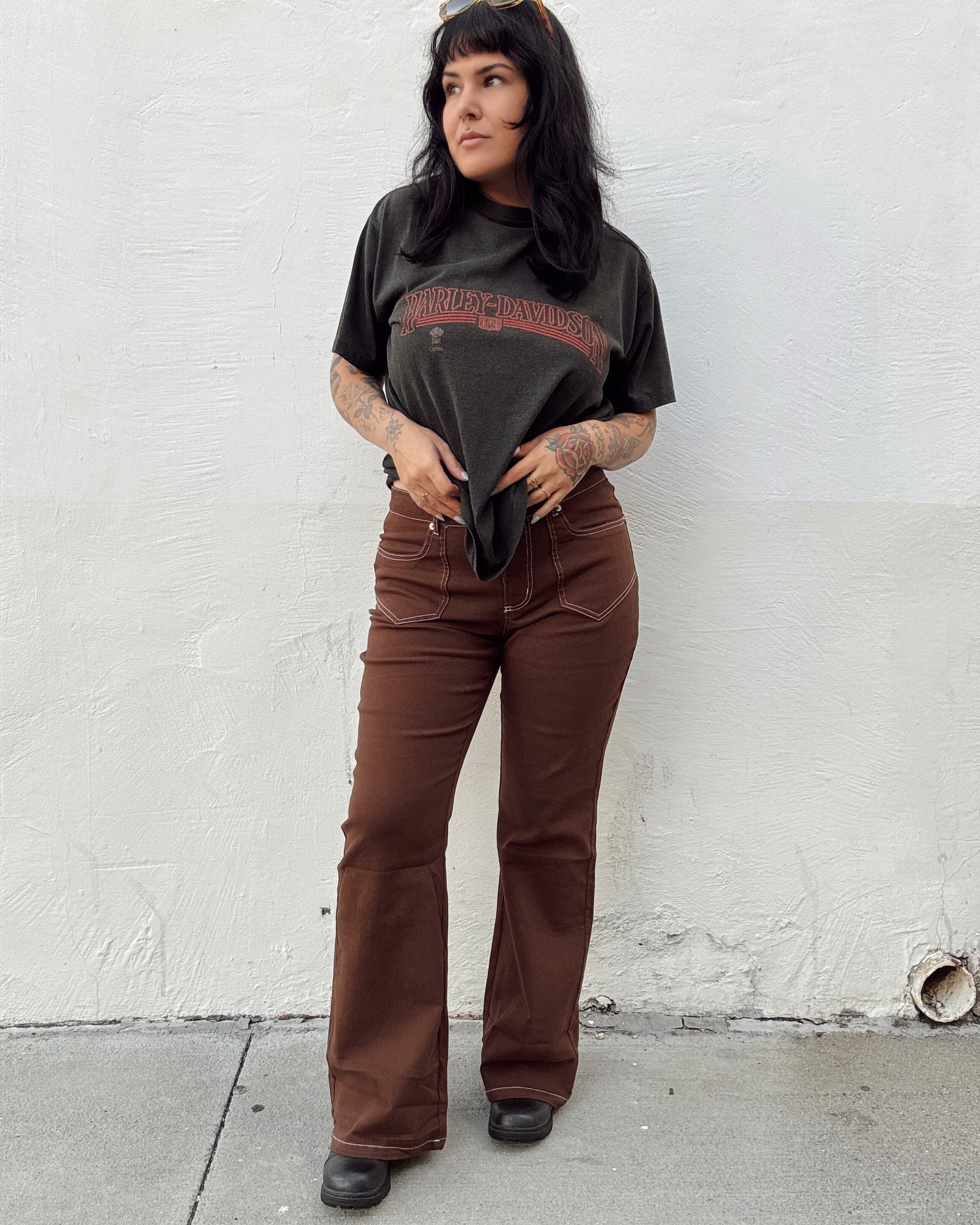 Contrast Thread Bootcut Jeans