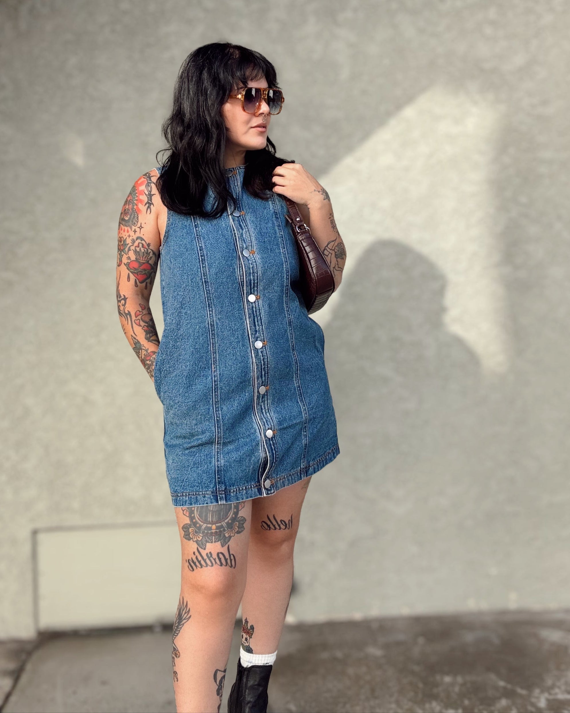 Denim Button Dress