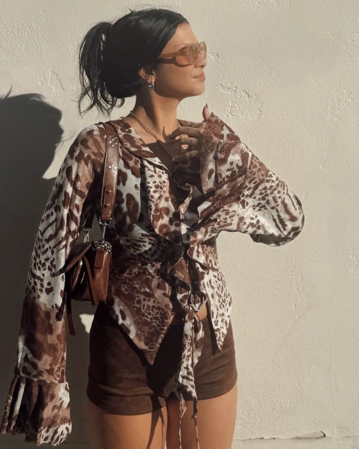 Leopard Ruffle Long Sleeve - Burnout