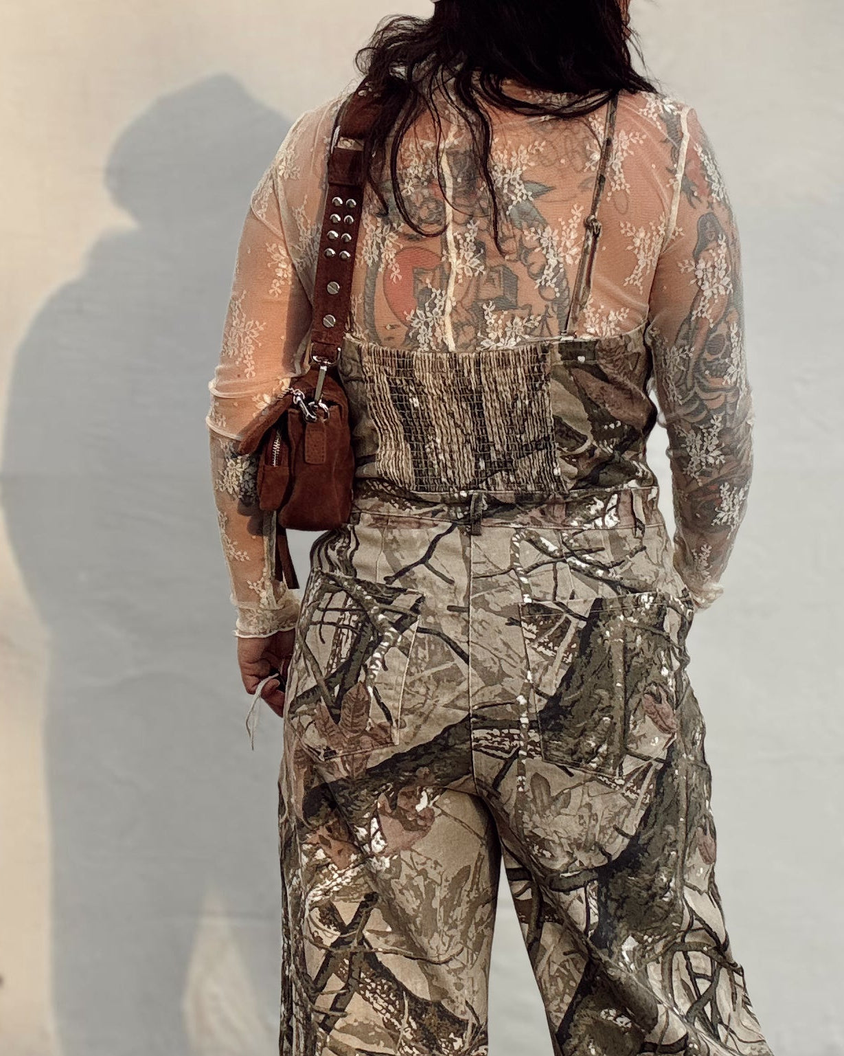 Tree Camo Denim Jumpsuit