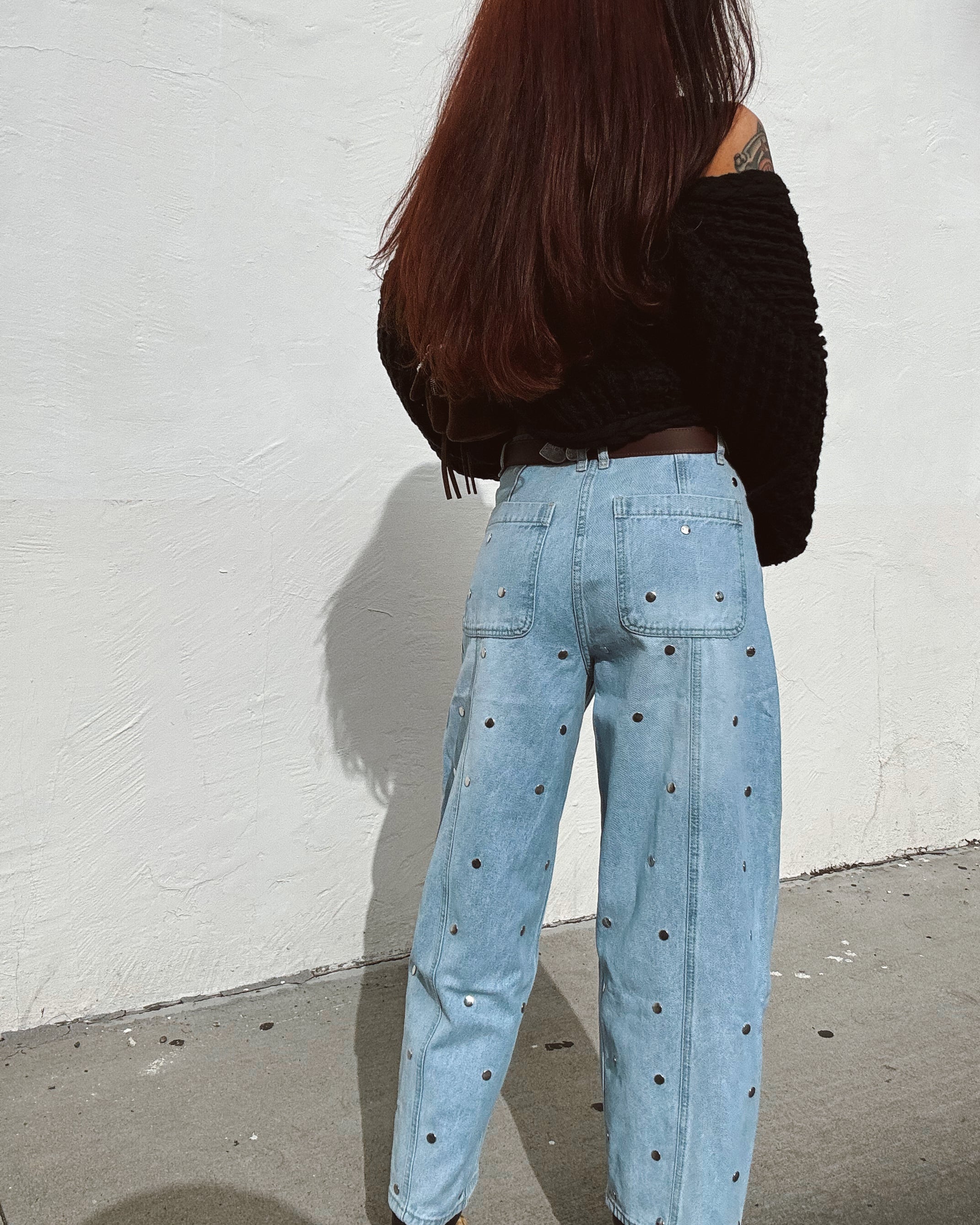 Studded Barrel Jeans