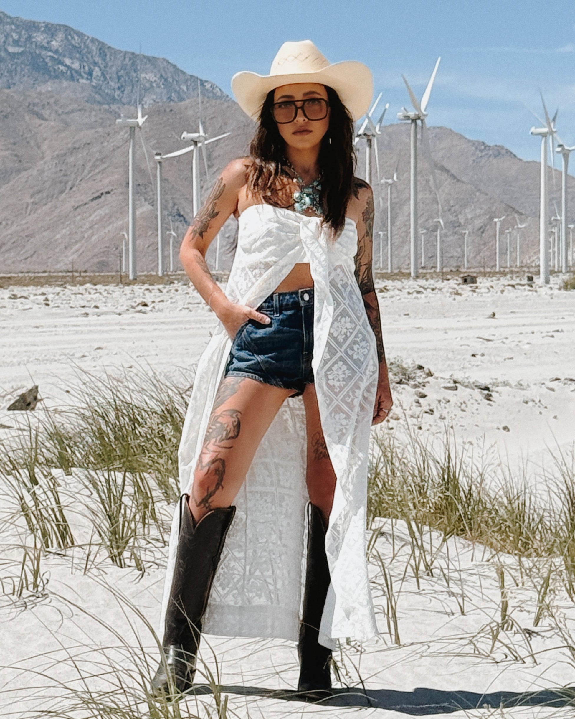 Lace Bandeau Split Front Maxi Top