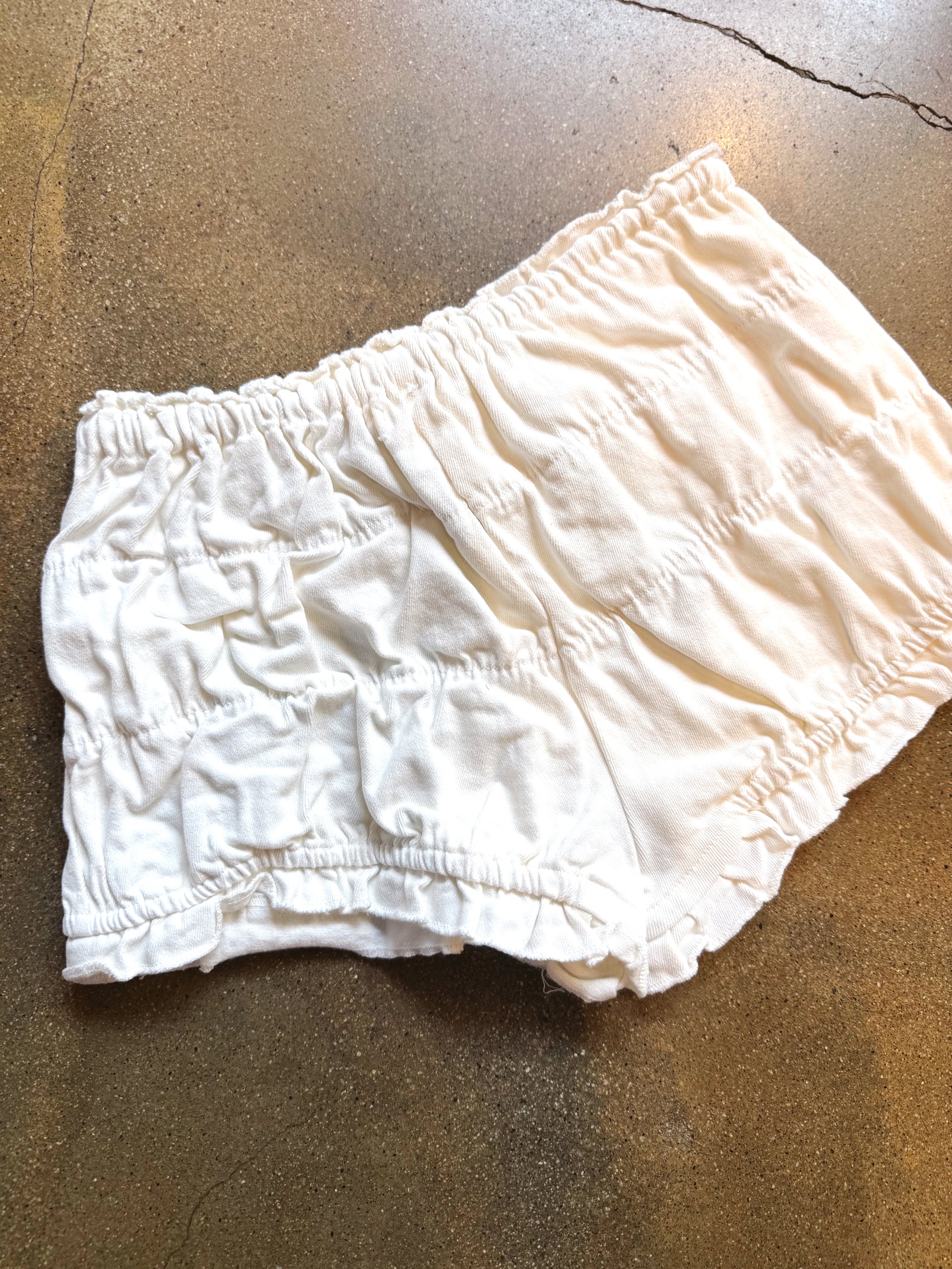 Denim Bloomer Shorts - White - Burnout