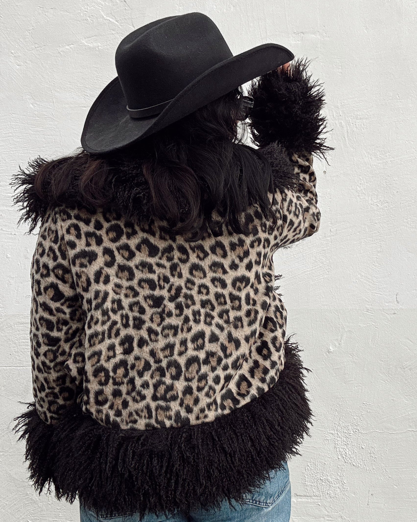 Fur Trim Leopard Jacket