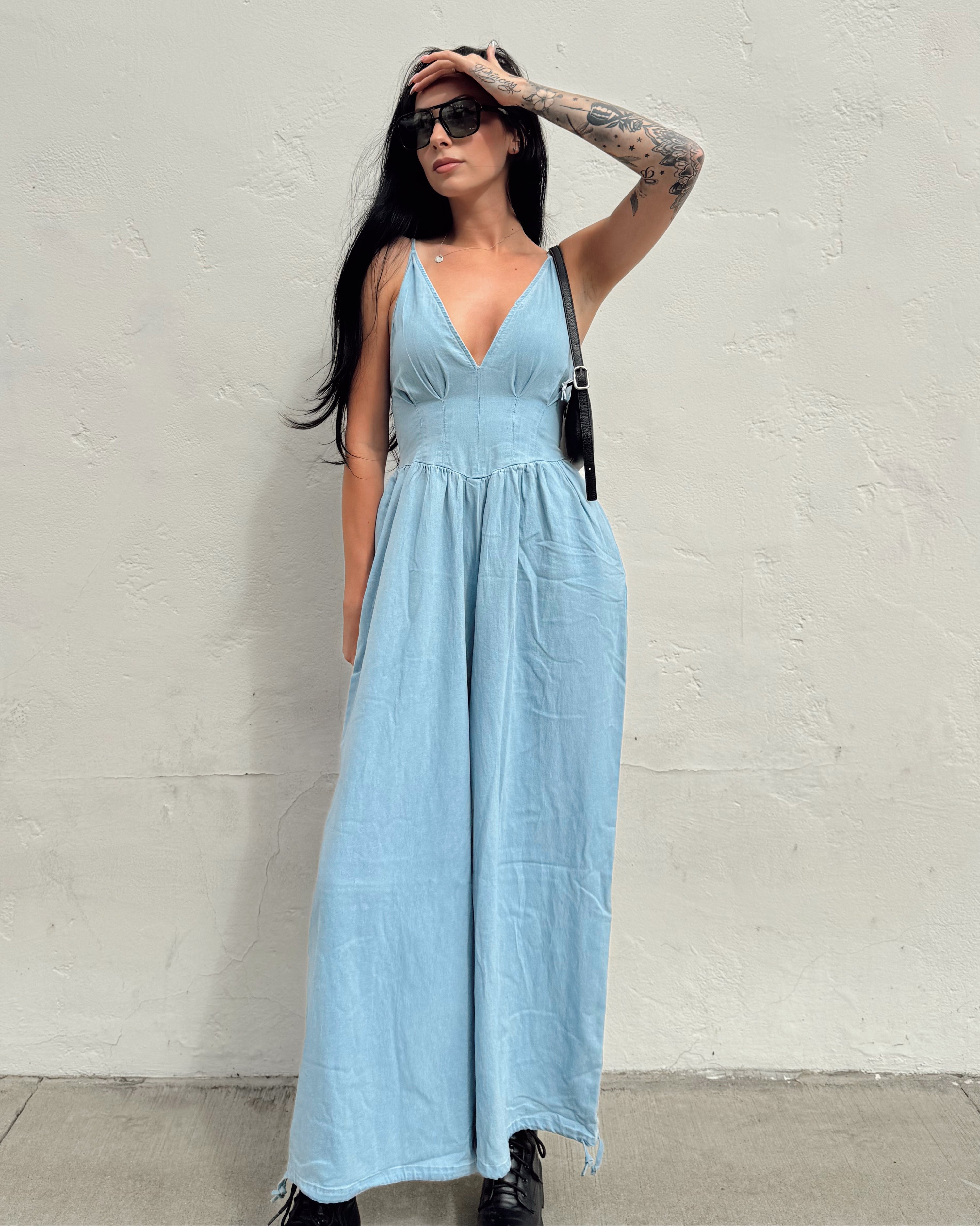 Denim Corset Top Jumpsuit