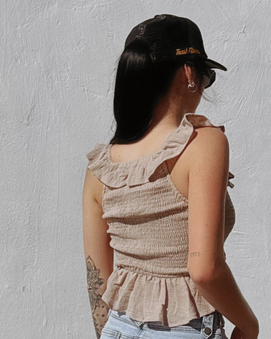 Ruffle Tank - Sand