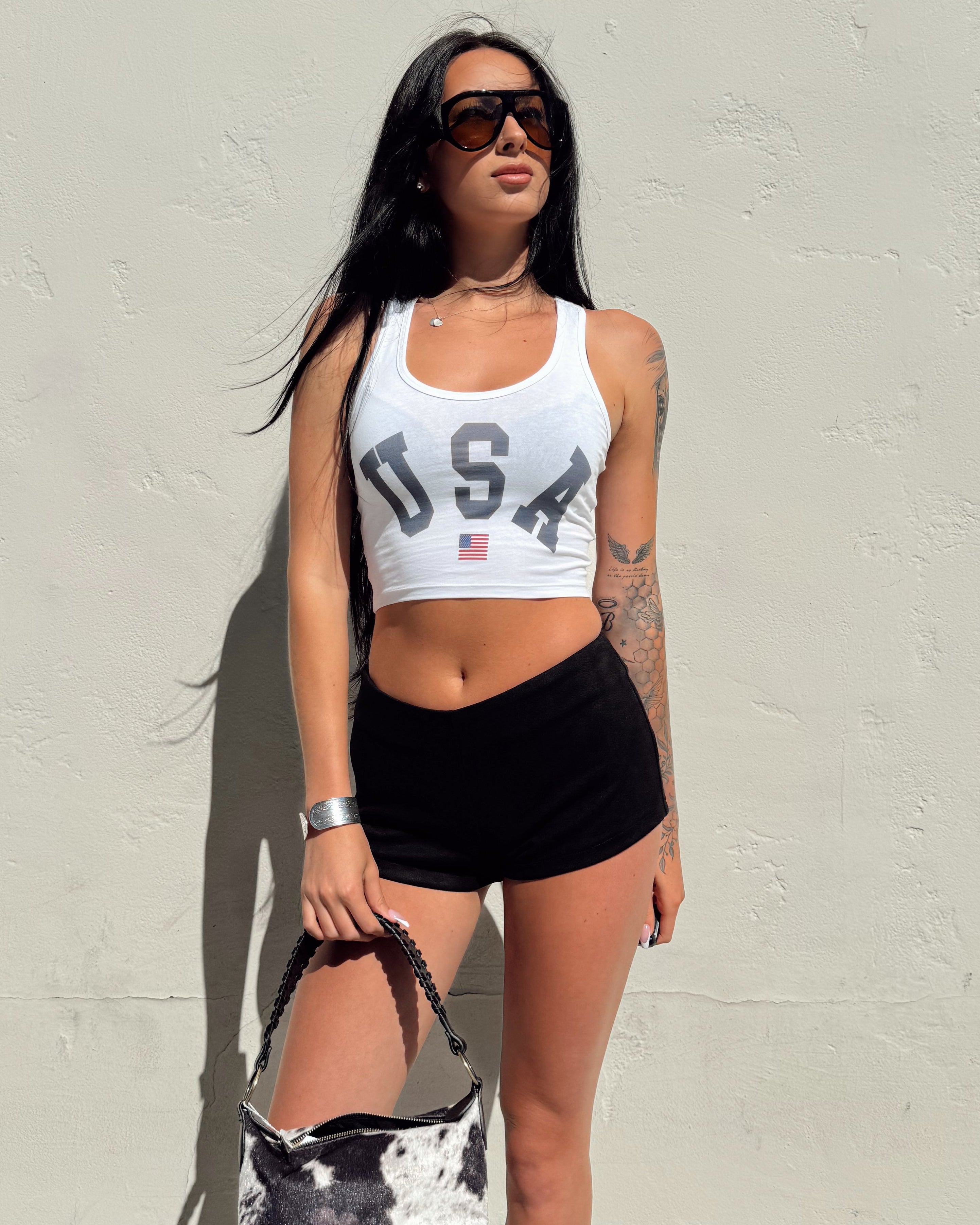 Stretch Suede Micro Shorts - Black