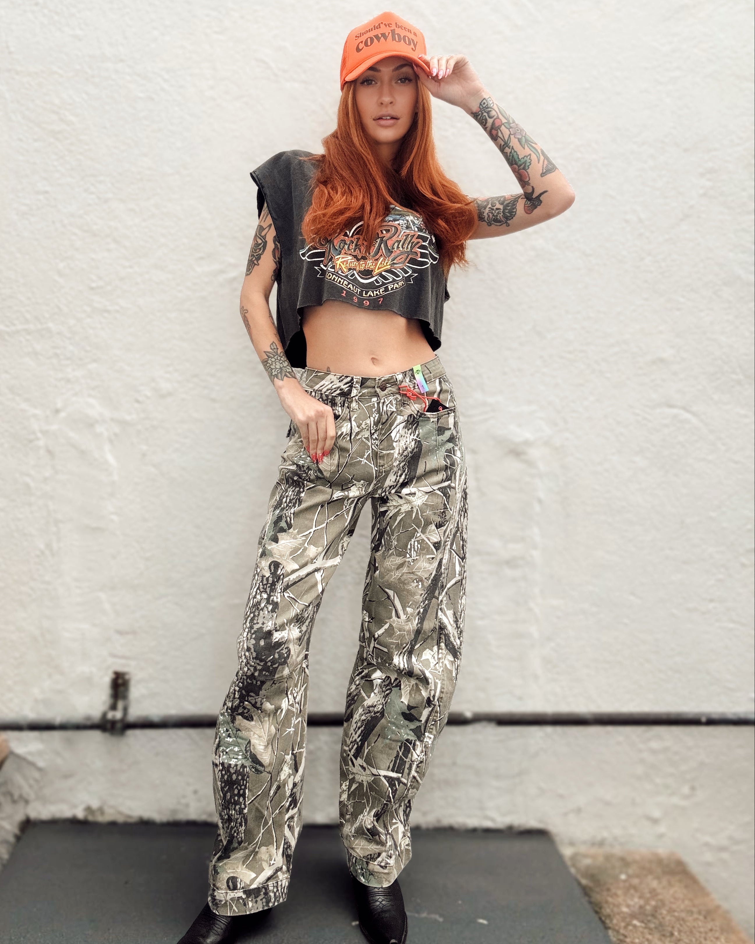 Tree Camo Barrel Jeans