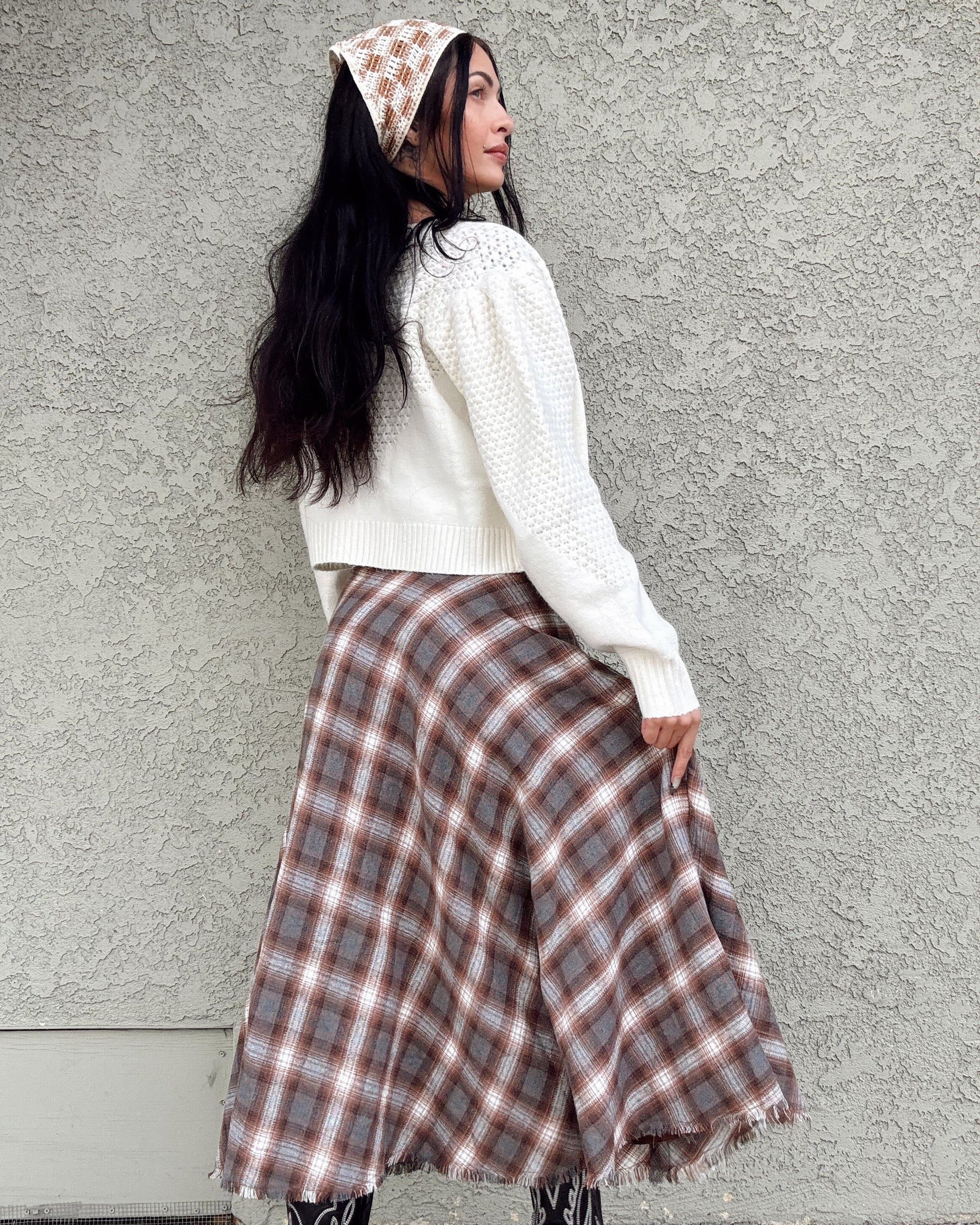 Tartan Plaid Flannel Midi Skirt