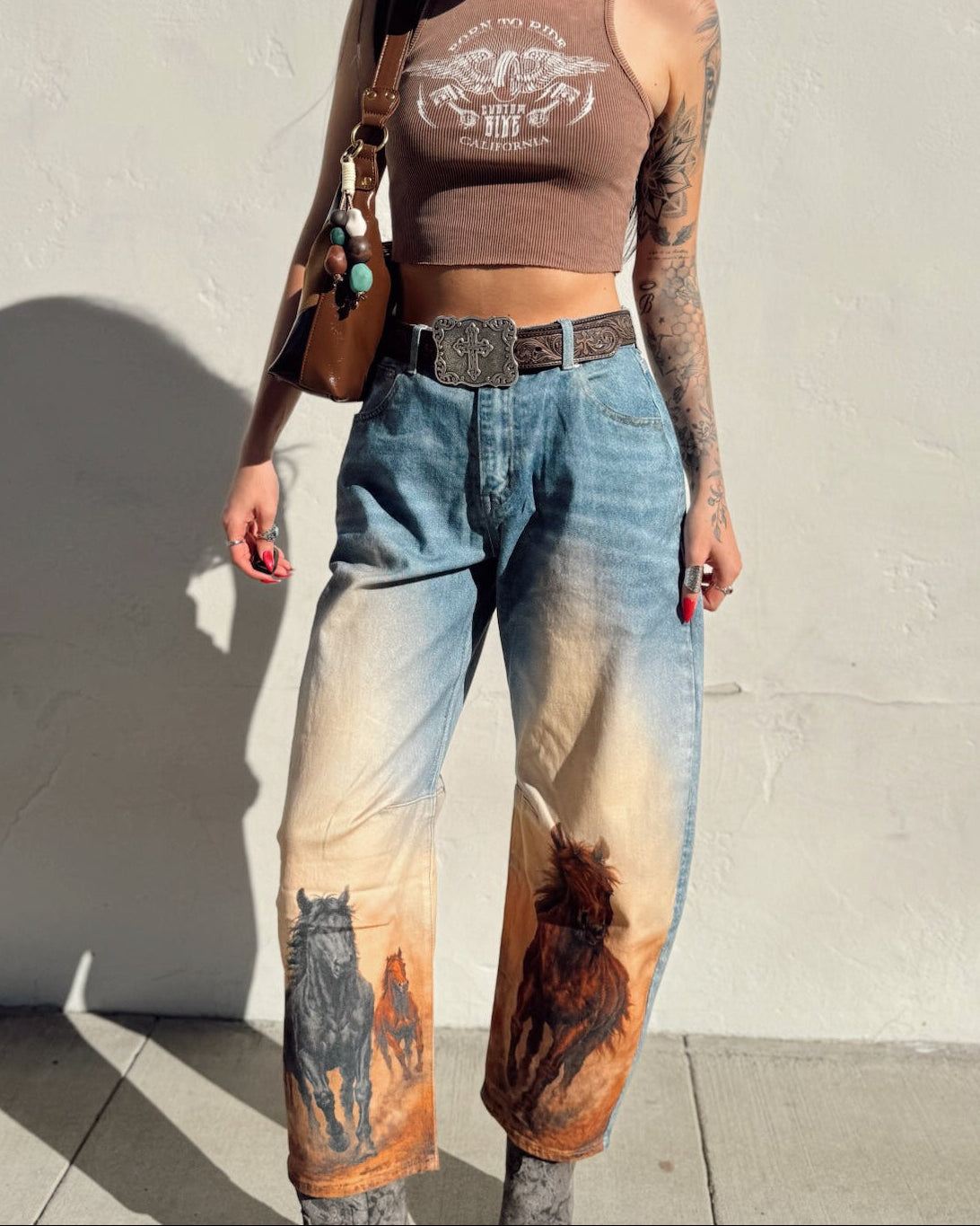 Wild Horse Barrel Jeans - Smaller Print - Burnout