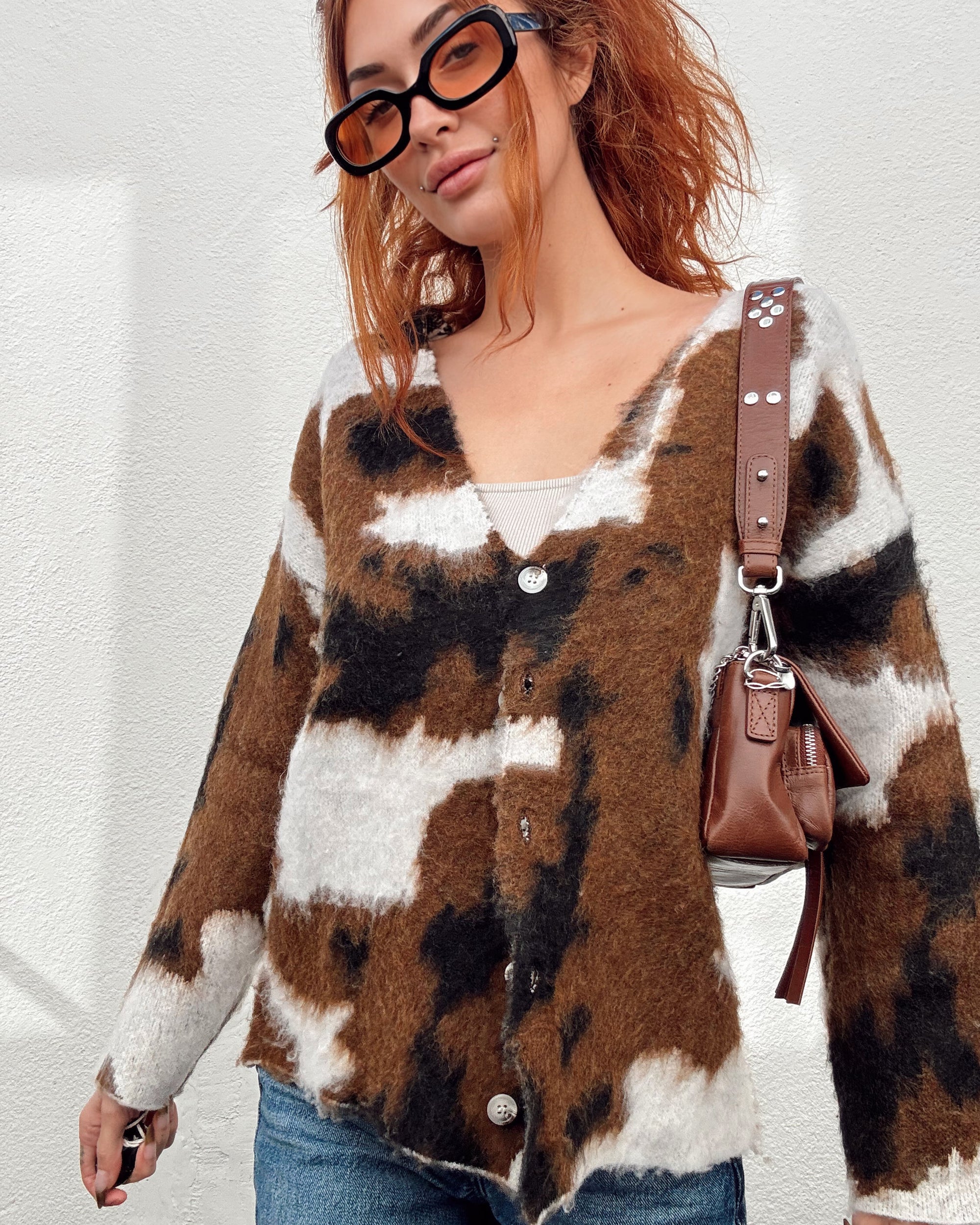 Cowhide Print Cardigan