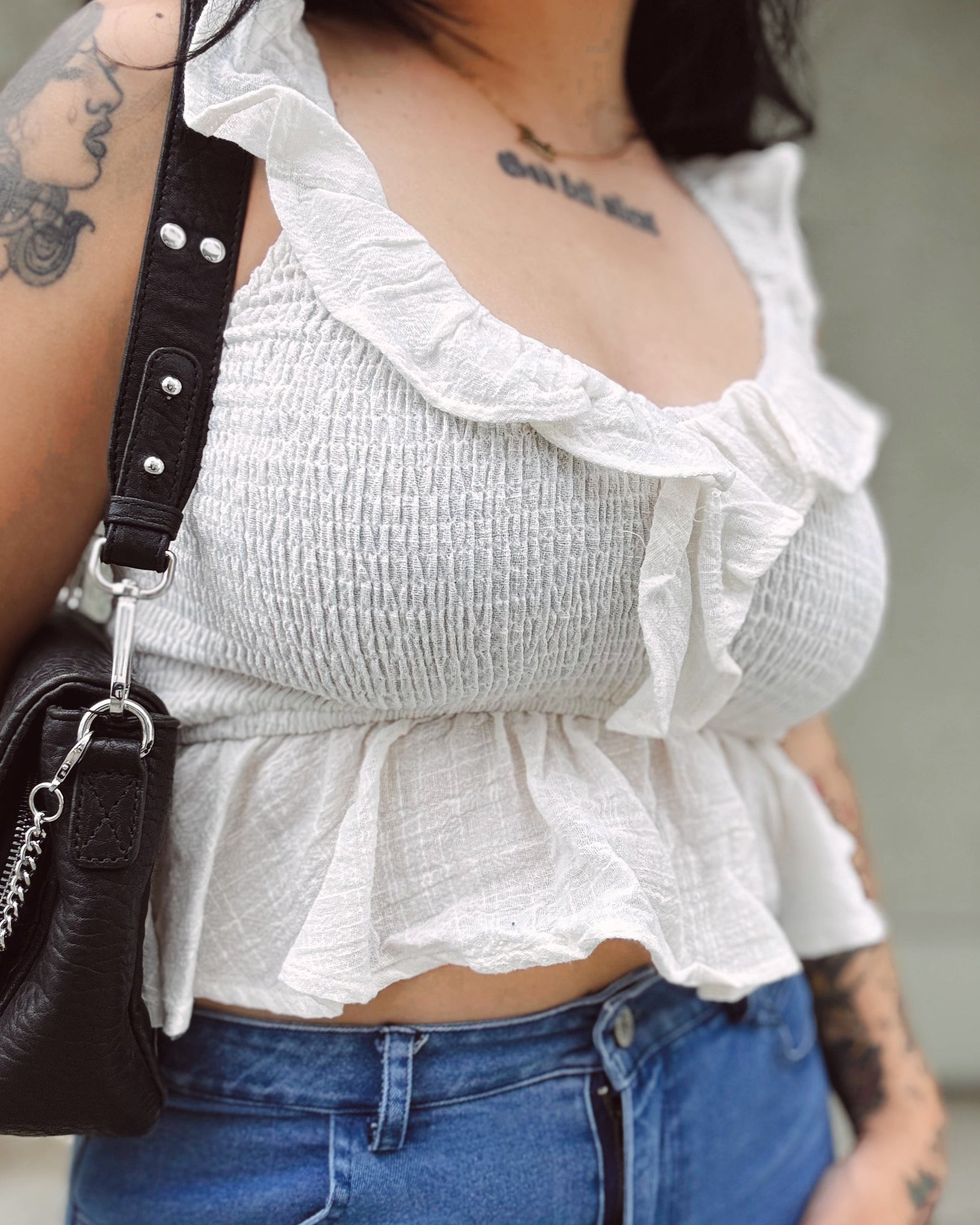 Ruffle Tank - White