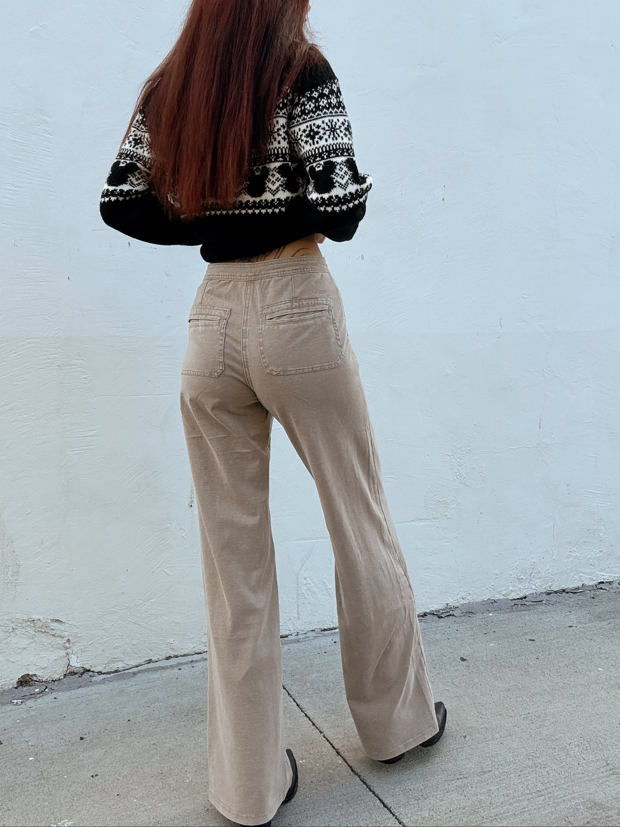 Washed Denim Pants - Almond