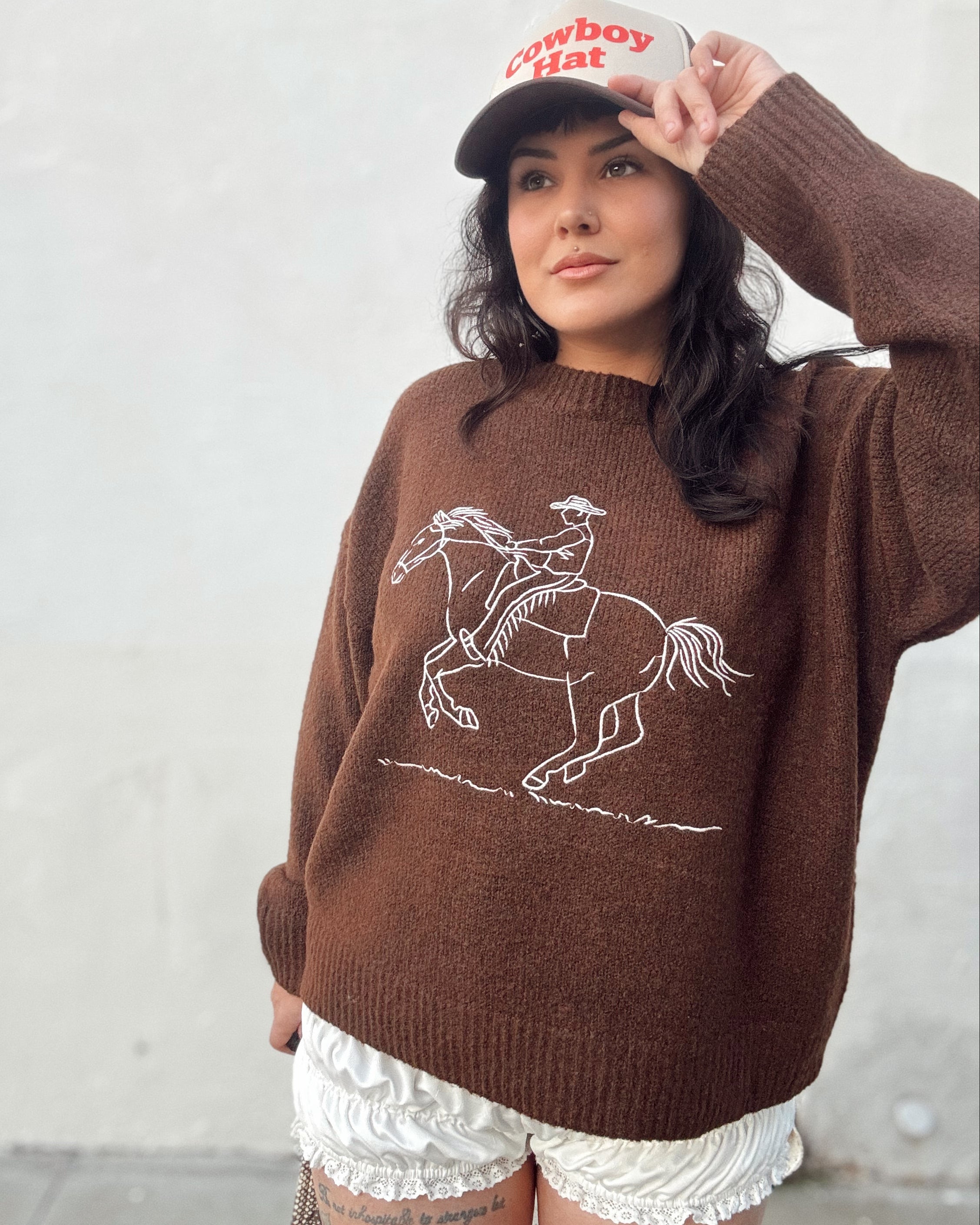 Cowboy Knit Sweater - Brown