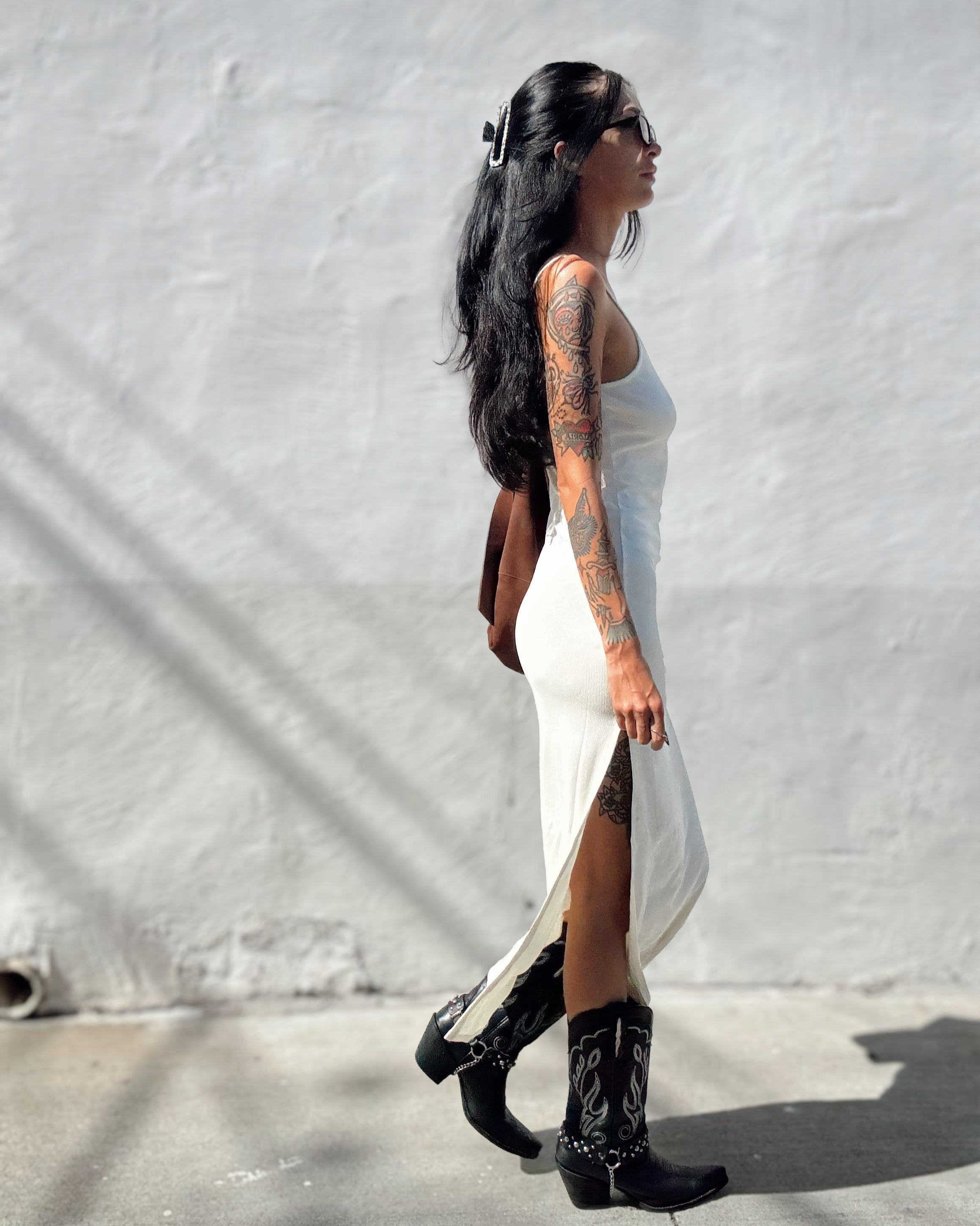 Ribbed Knit Maxi Dress - Cream