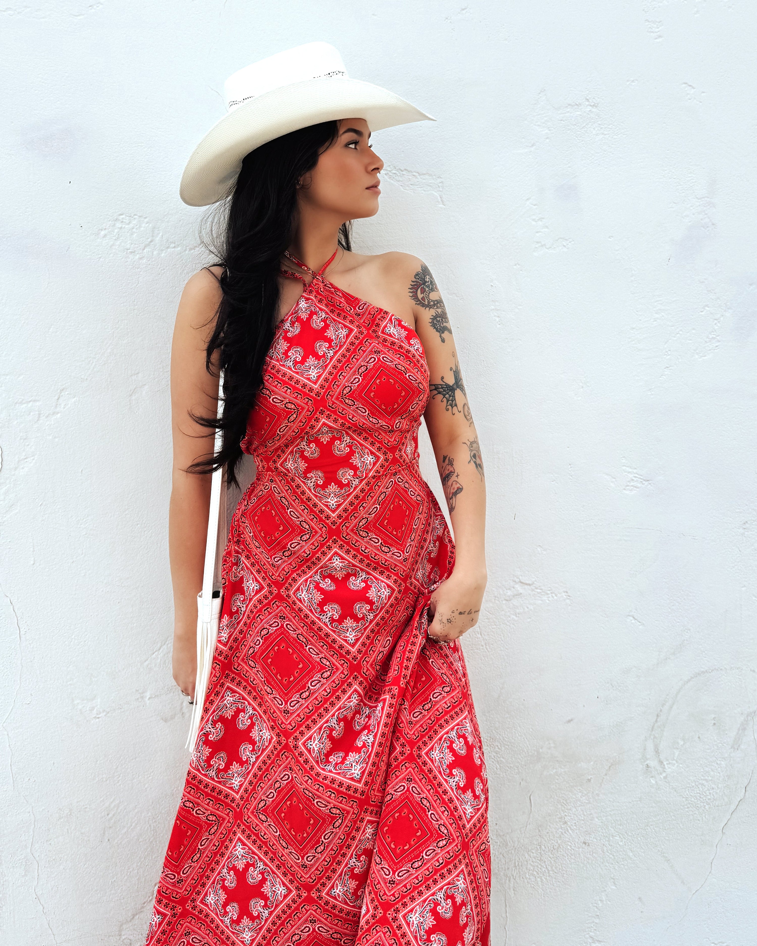 Bandana Print Midi Dress